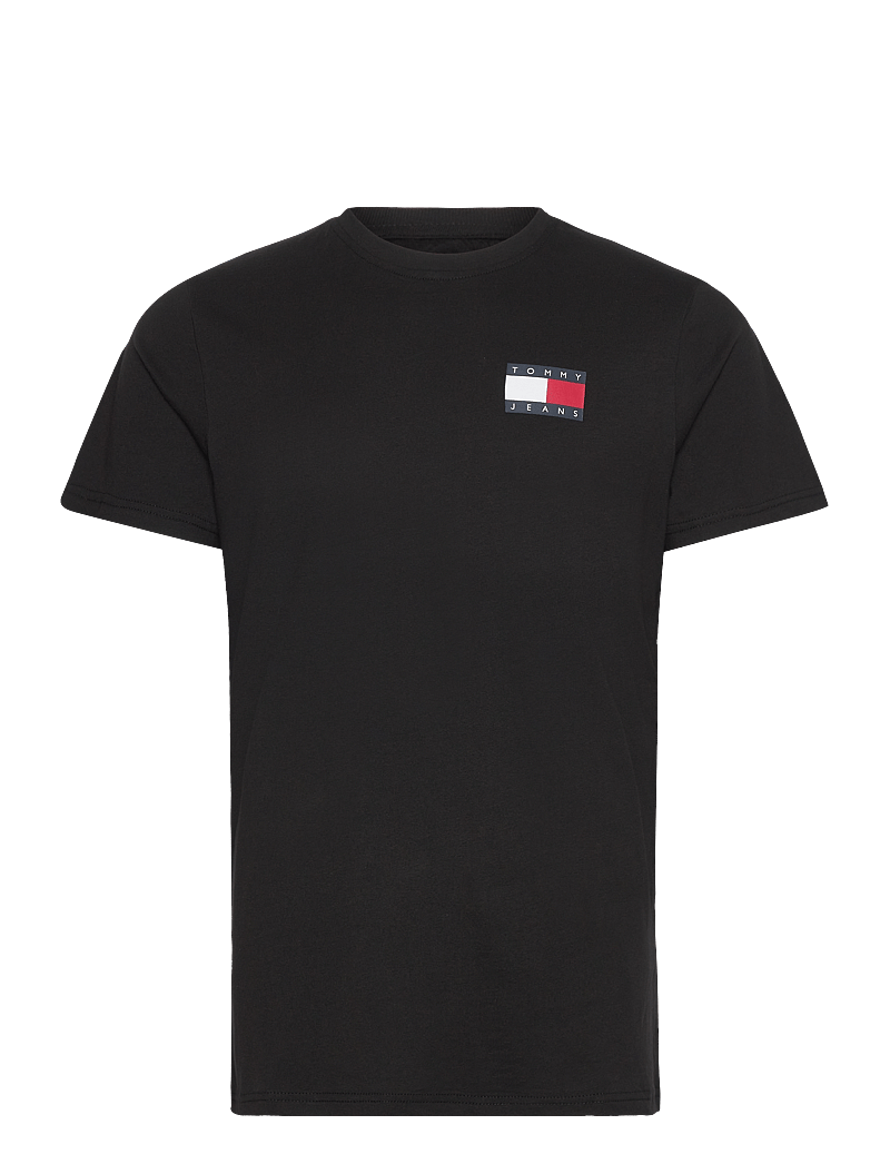 Tommy Jeans - TJM SLIM ESSENTIAL FLAG TEE EXT - short-sleeved t-shirts - black - 1