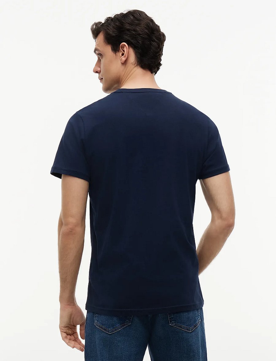 Tommy Jeans - TJM SLIM ESSENTIAL FLAG TEE EXT - lühikeste varrukatega t-särgid - dark blue - 3