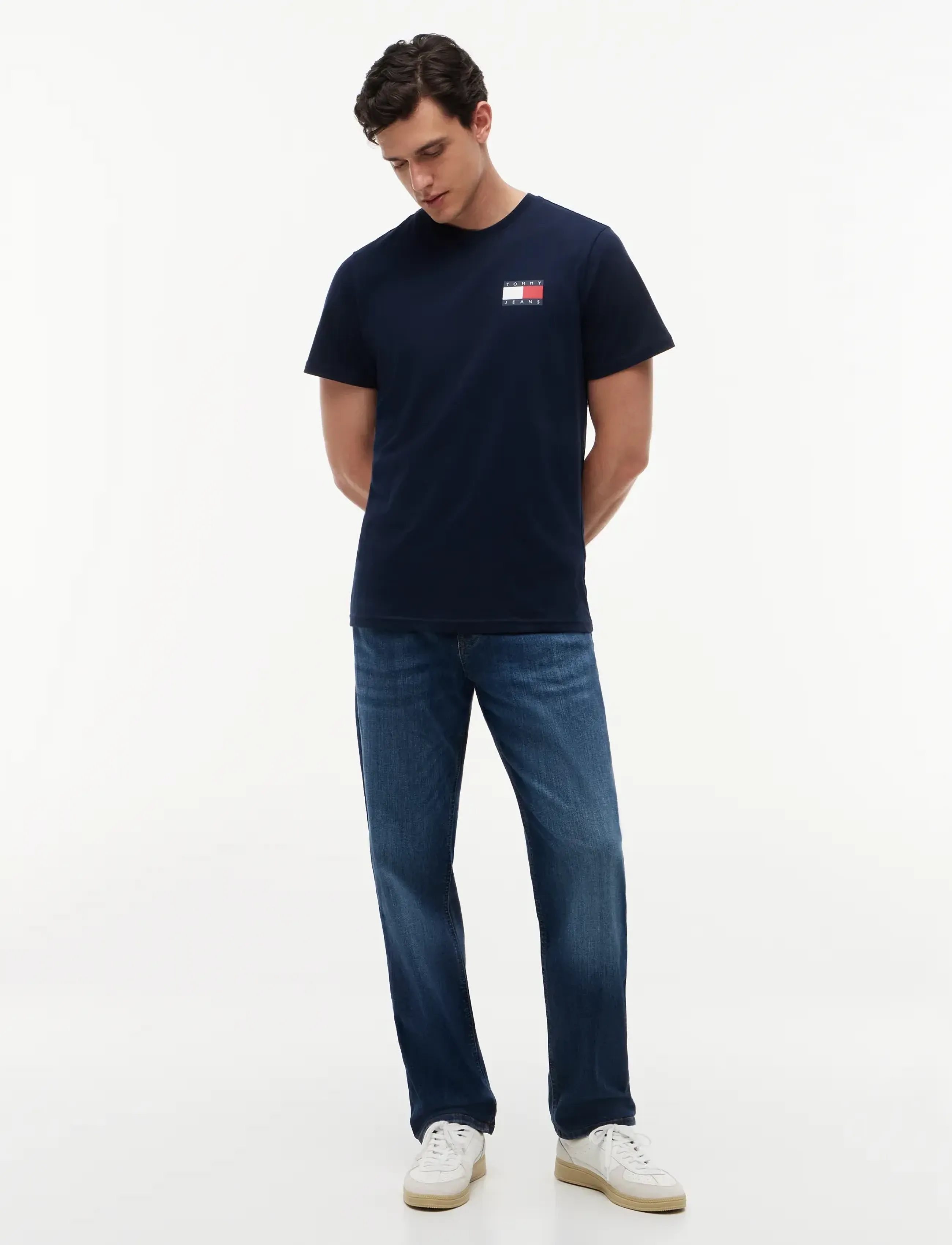 Tommy Jeans - TJM SLIM ESSENTIAL FLAG TEE EXT - lühikeste varrukatega t-särgid - dark blue - 5