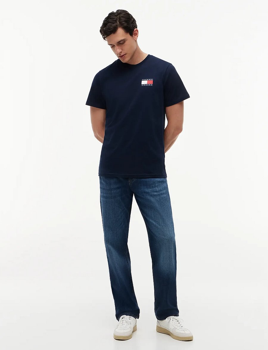 Tommy Jeans - TJM SLIM ESSENTIAL FLAG TEE EXT - lühikeste varrukatega t-särgid - dark blue - 5
