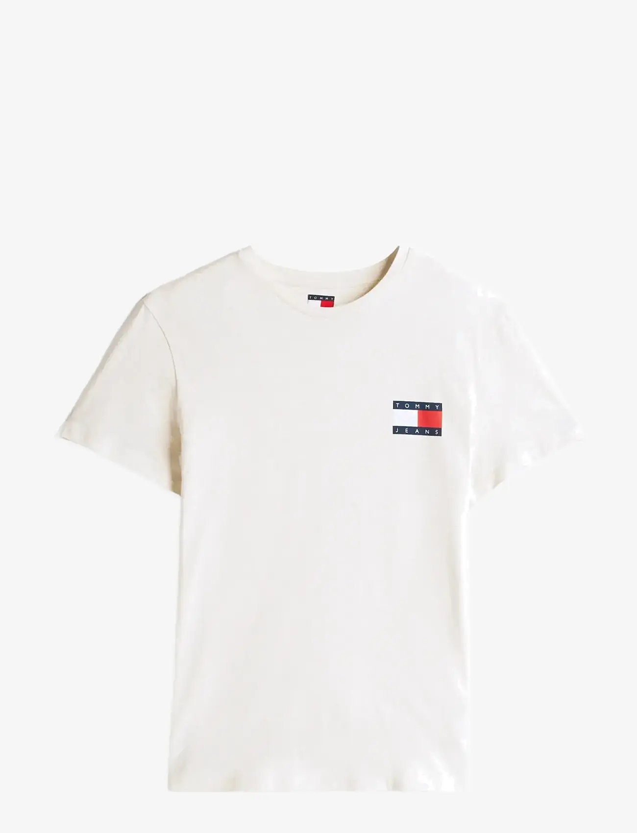 Tommy Jeans - TJM SLIM ESSENTIAL FLAG TEE EXT - kortärmade t-shirts - oat marl htr - 1