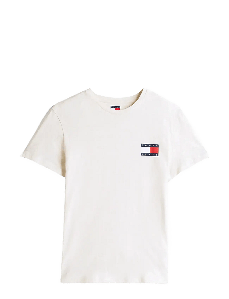 Tommy Jeans - TJM SLIM ESSENTIAL FLAG TEE EXT - kortärmade t-shirts - oat marl htr - 1