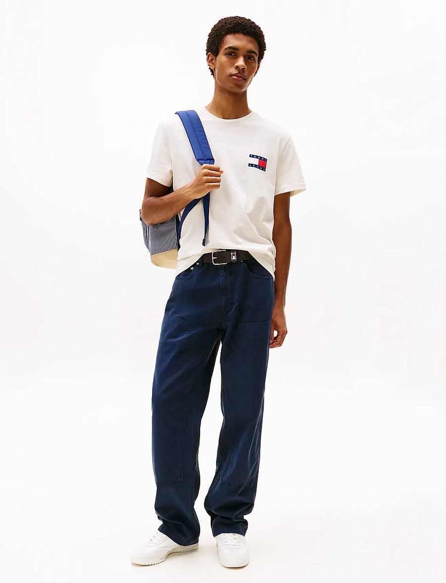 Tommy Jeans - TJM REG ESSENTIAL FLAG TEE EXT - kurzärmelig - oat marl htr - 2
