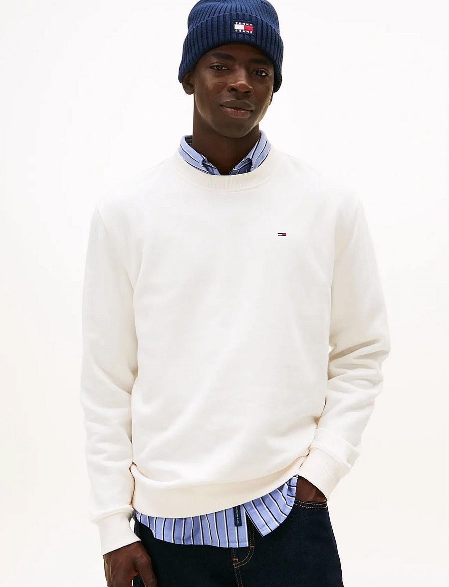 Tommy Jeans - TJM REG S FLAG CREW - feriefavoritter - ancient white - 0