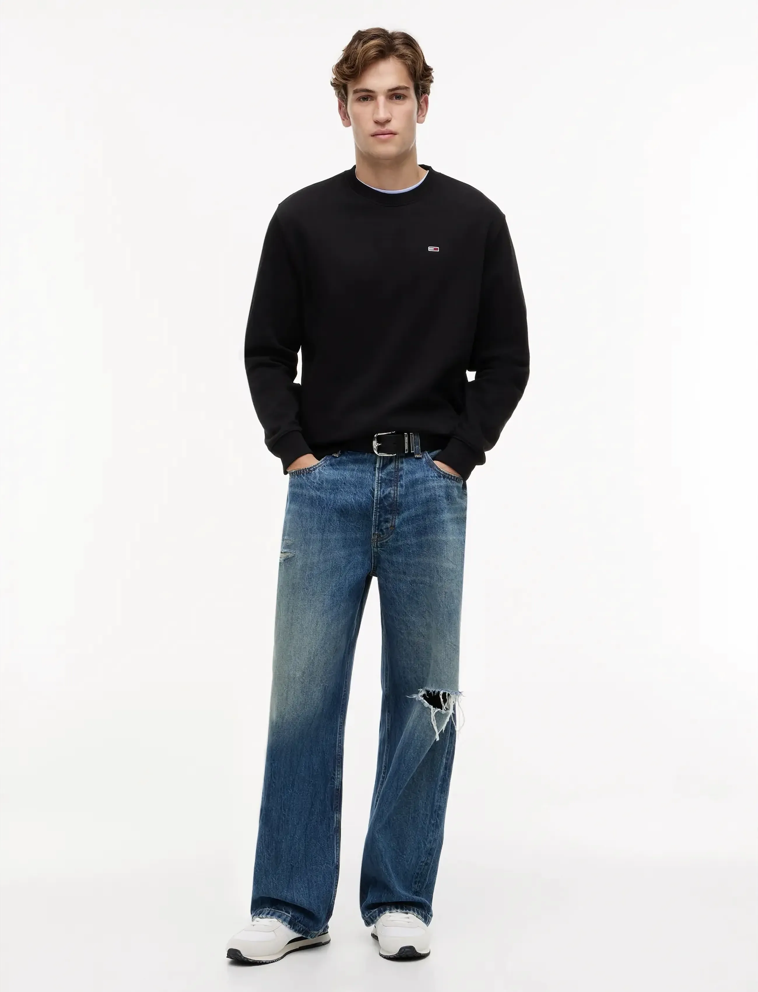 Tommy Jeans - TJM REG S FLAG CREW EXT - feriefavoritter - black - 5