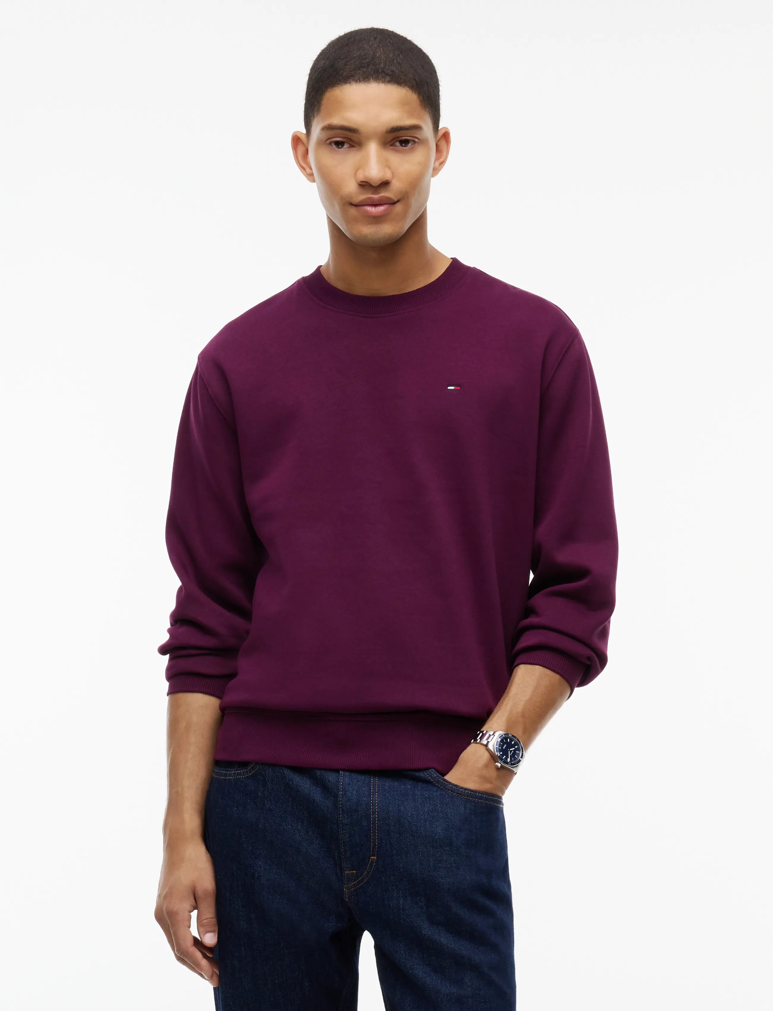 Tommy Jeans TJM REG S FLAG CREW EXT - Kläder - CALYPSO BERRY / burgundy