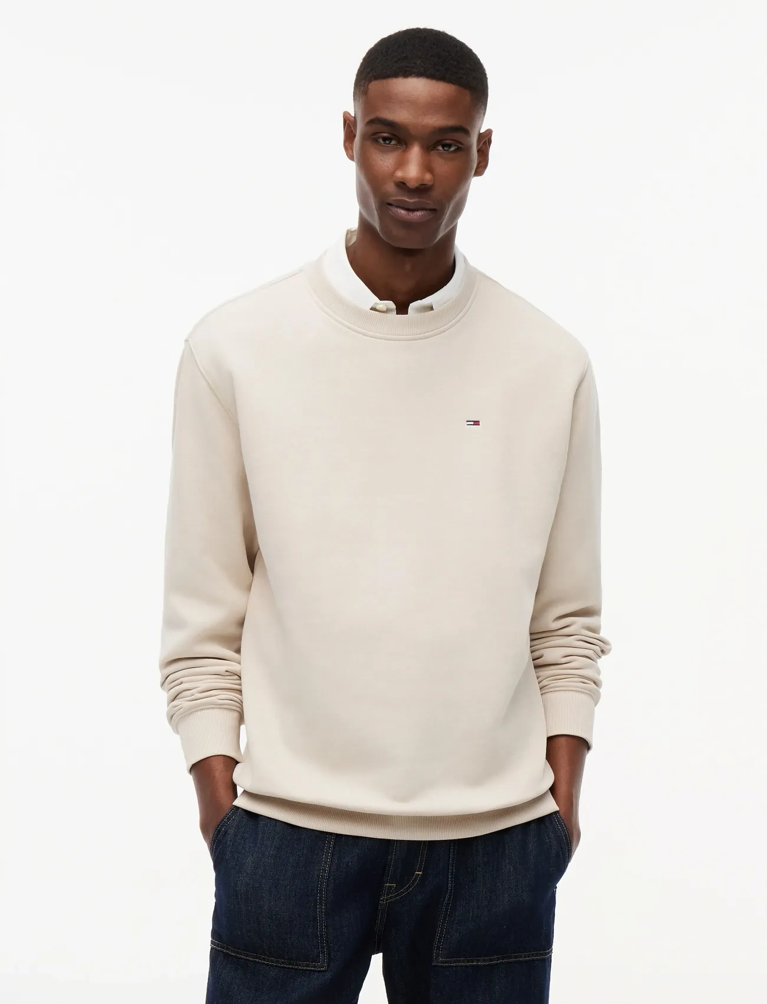 Tommy Jeans TJM REG S FLAG CREW - Truien en hoodies - CLASSIC BEIGE / beige