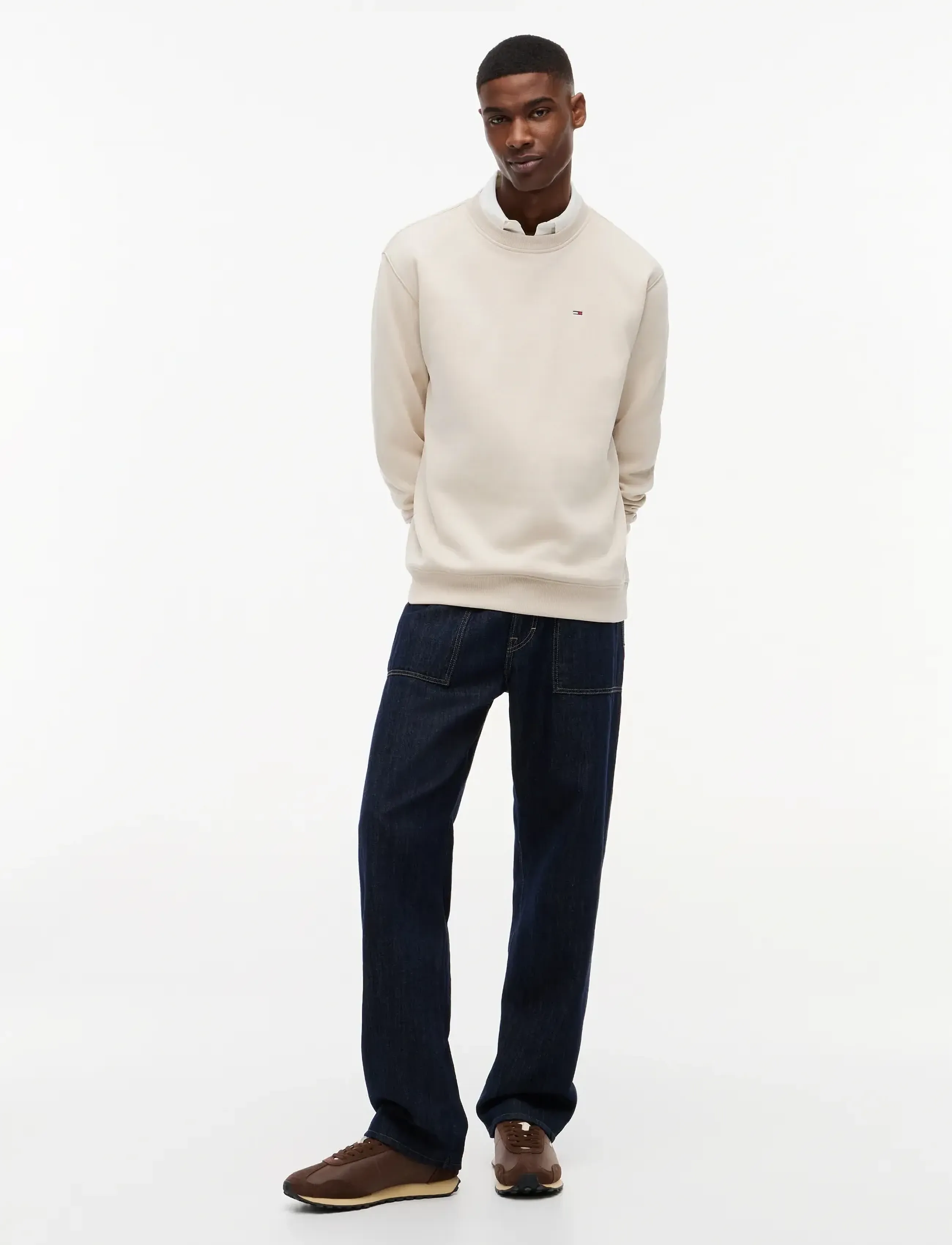Tommy Jeans - TJM REG S FLAG CREW - sweats - classic beige - 4