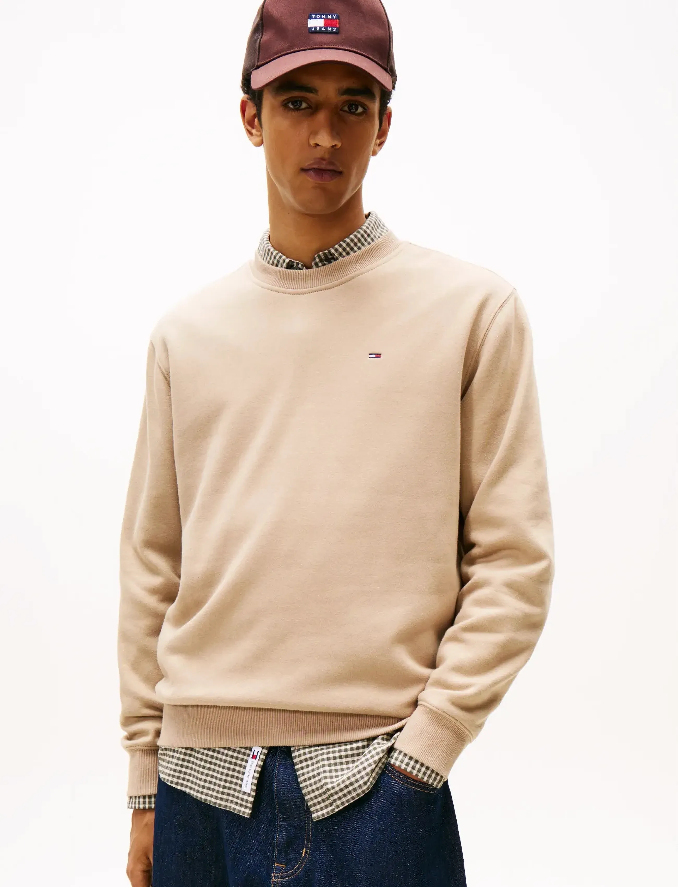 Tommy Jeans TJM REG S FLAG FLEECE CREW - Sweatshirts - COASTAL TAUPE / beige
