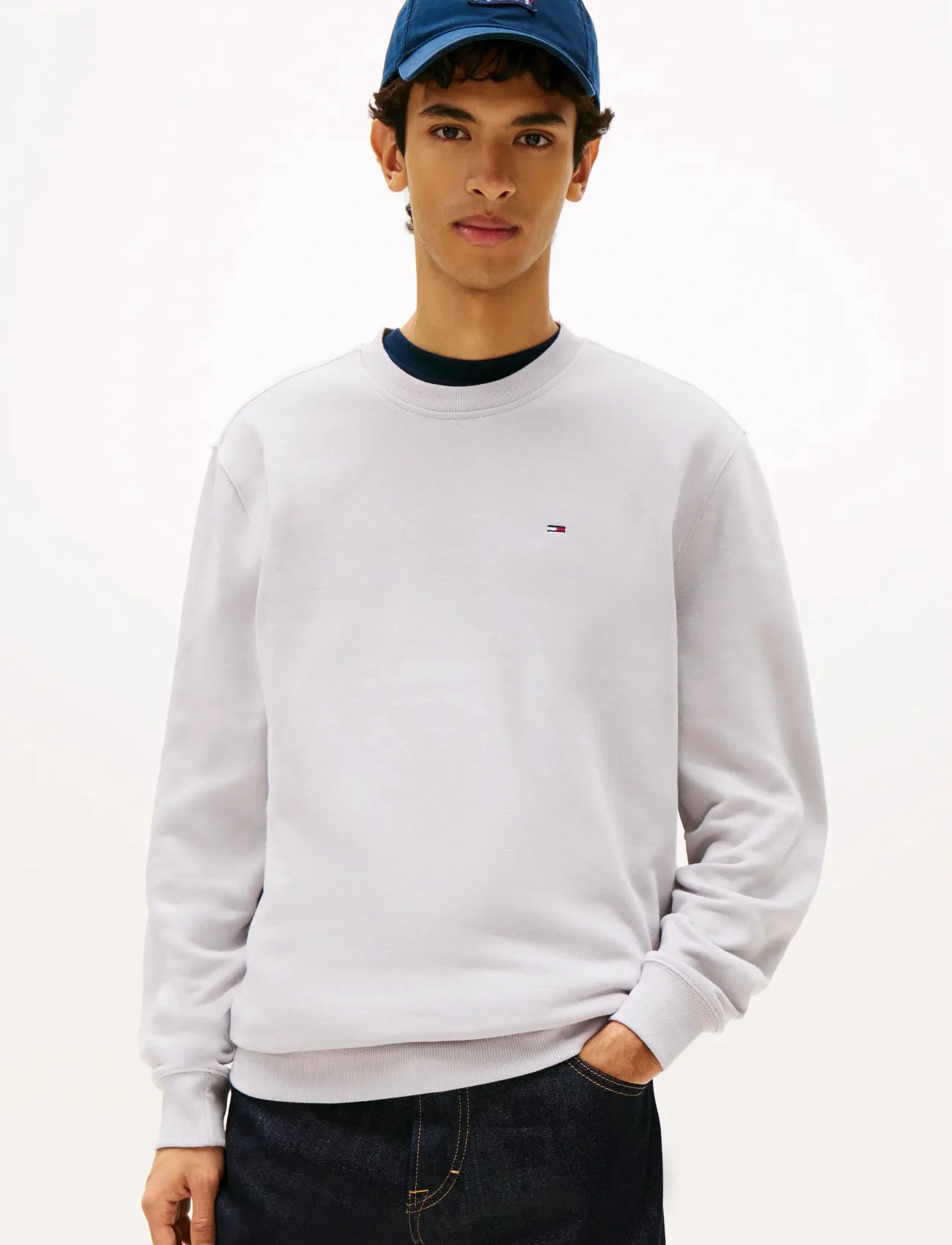 Tommy Jeans TJM REG S FLAG CREW - Tommy Hilfiger - HELIUM / grey