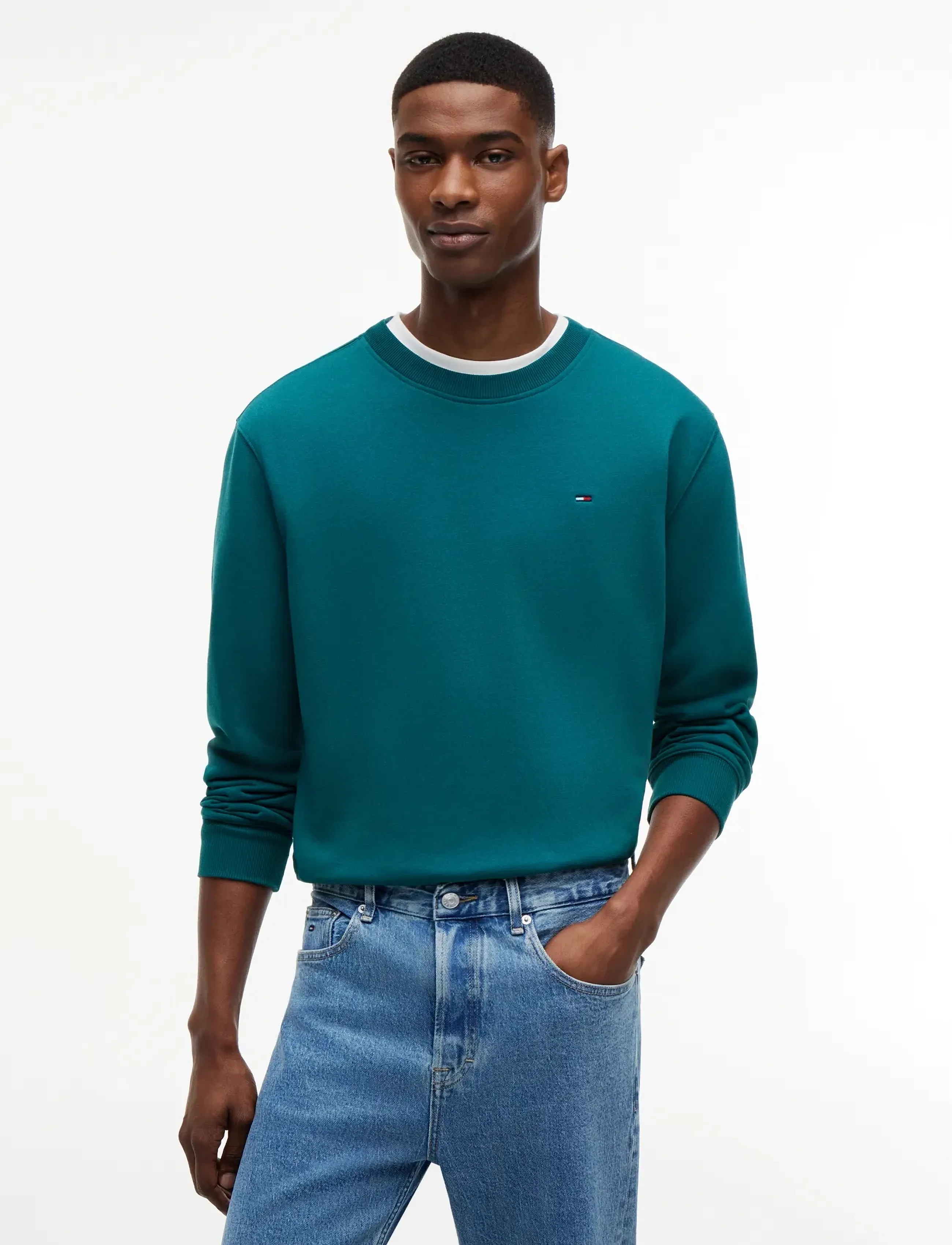 Tommy Jeans TJM REG S FLAG CREW - Sweatshirts - POLAR TEAL / blue