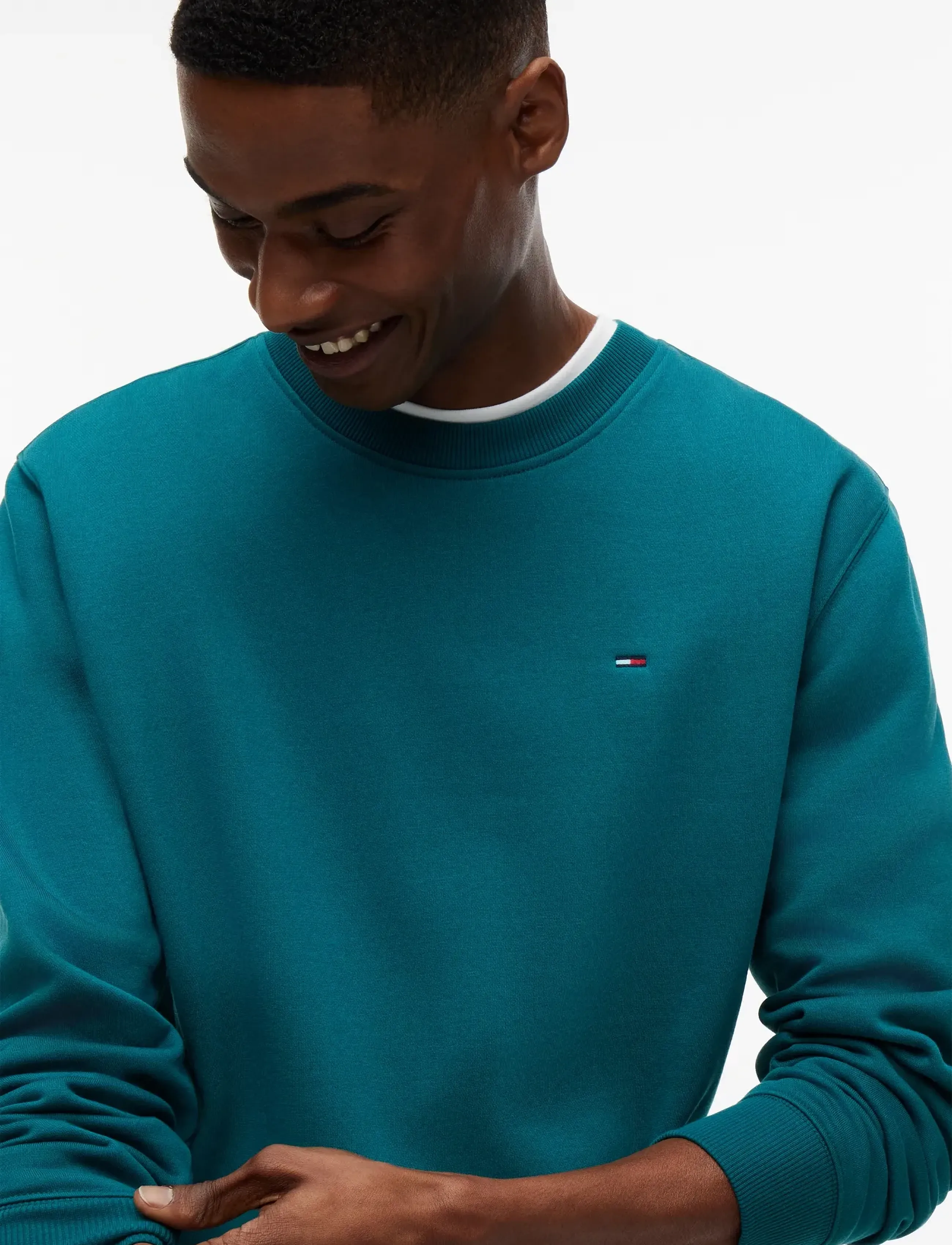 Tommy Jeans - TJM REG S FLAG CREW - feriefavoritter - polar teal - 3