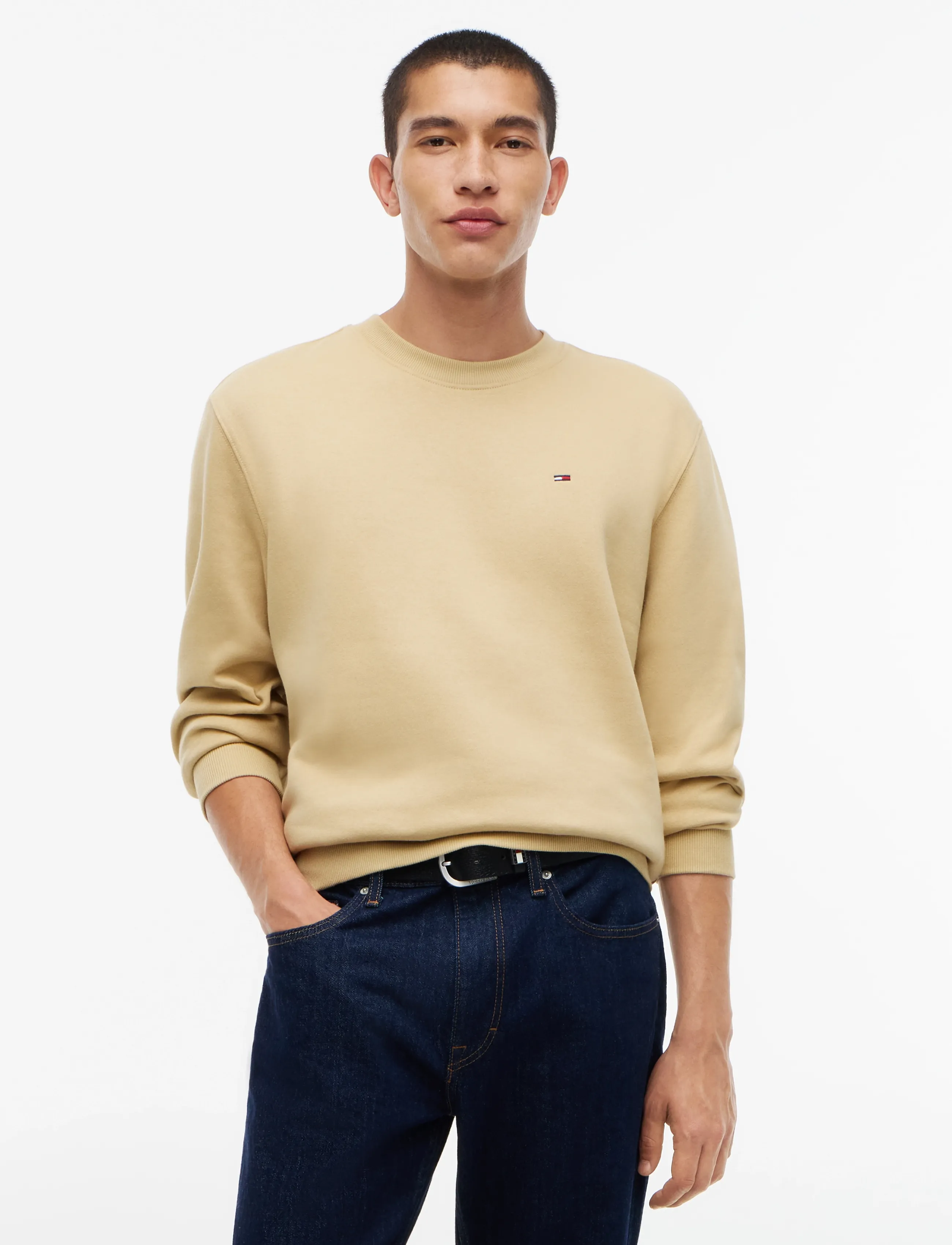 Tommy Jeans TJM REG S FLAG CREW - Sweatshirts - SANDY BEIGE / beige