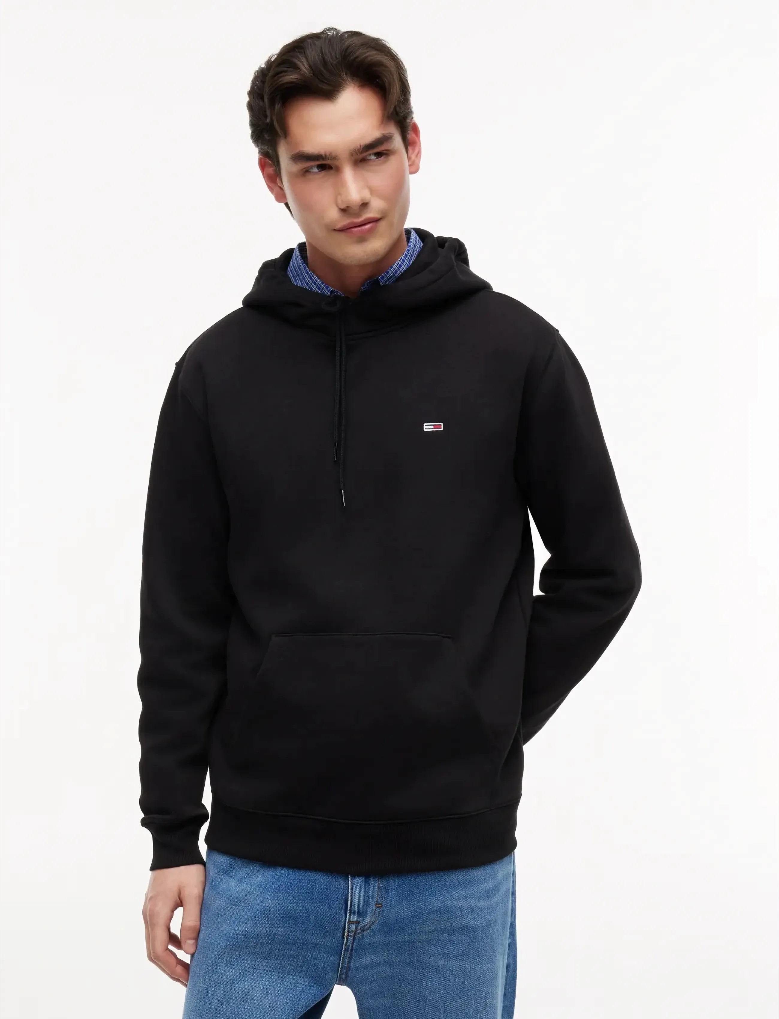 Tommy Jeans TJM REG S FLAG HOODIE - Kapuzenpullover - BLACK / black