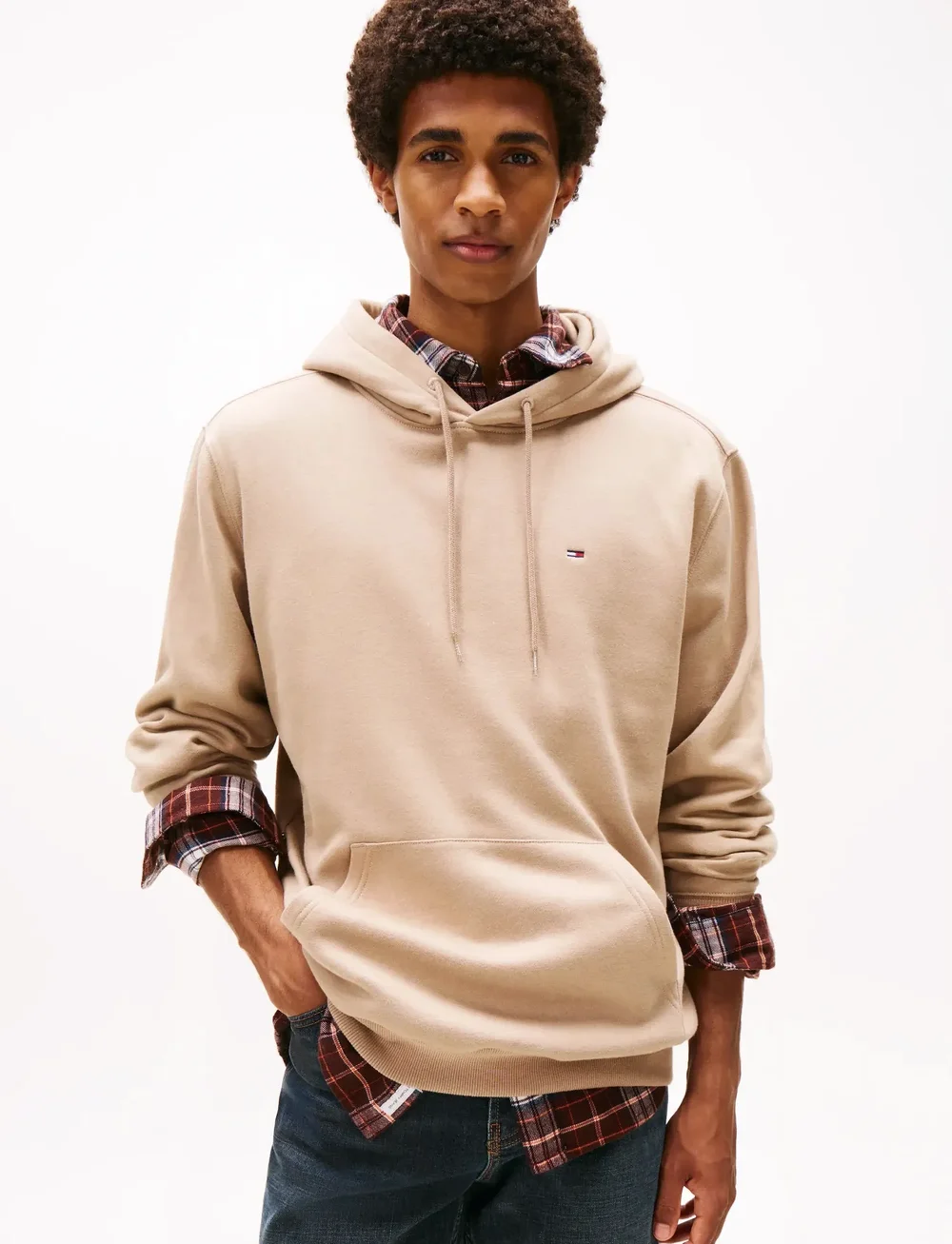 Tommy Jeans - TJM REG S FLAG HOODIE EXT - kapuzenpullover - coastal taupe - 0