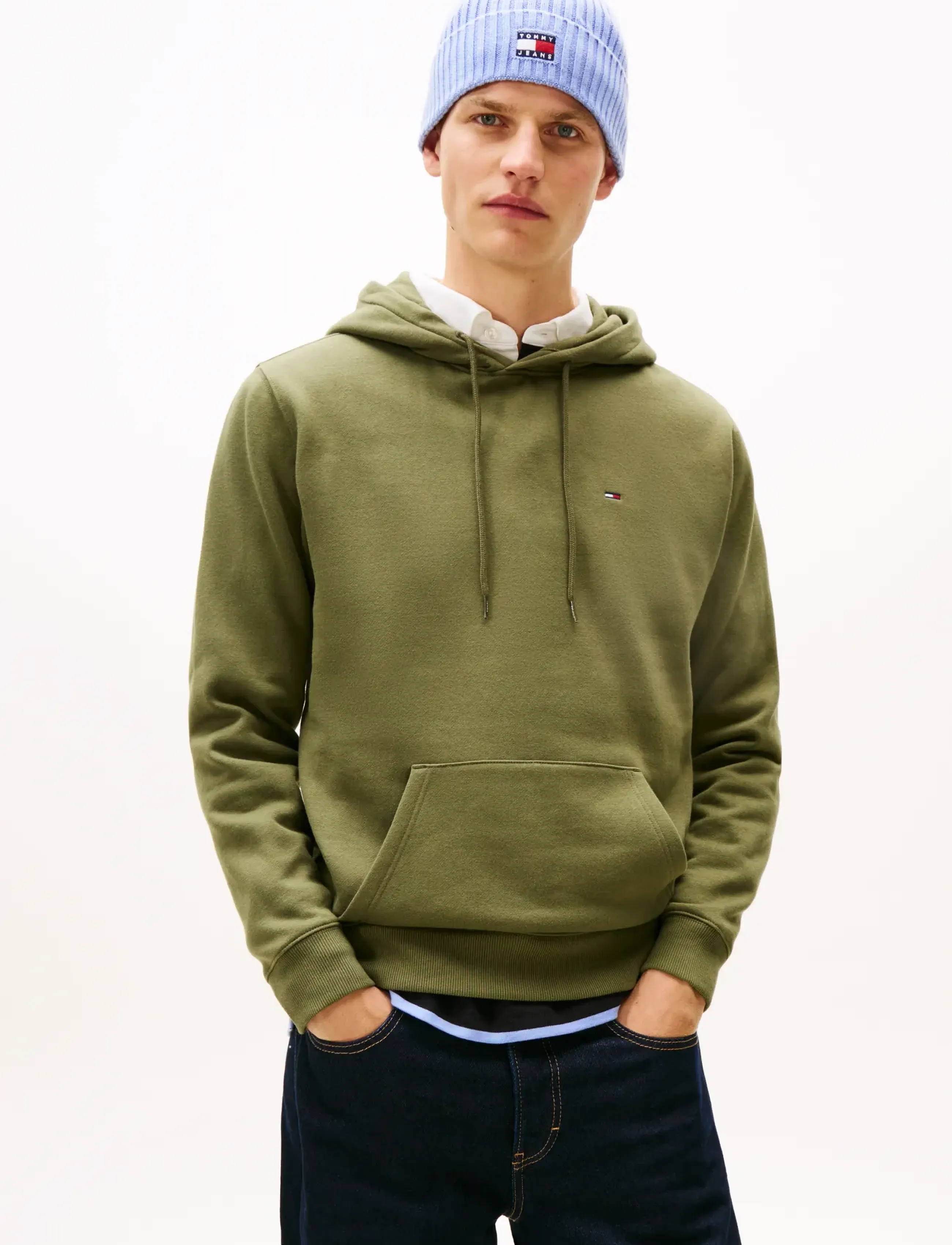 Tommy Jeans TJM REG S FLAG HOODIE - Tommy Hilfiger - DARK GREENERY / khaki/green