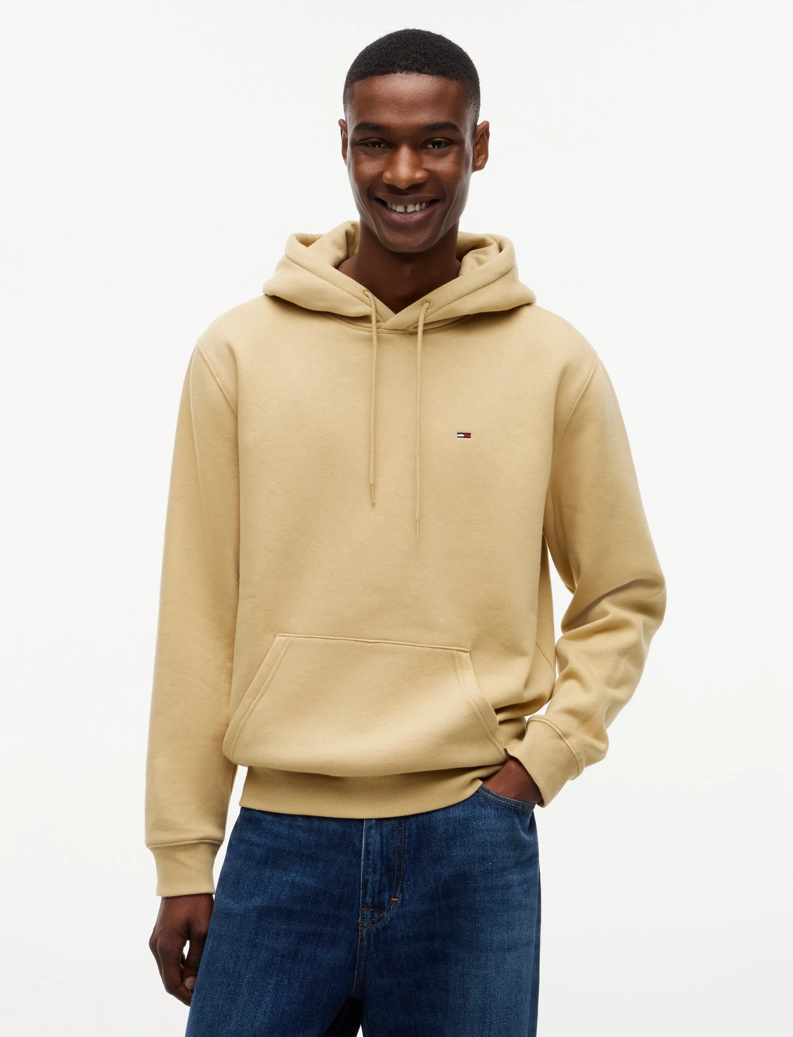 Tommy Jeans TJM REG S FLAG FLEECE HOODIE - Kläder - SANDY BEIGE / beige