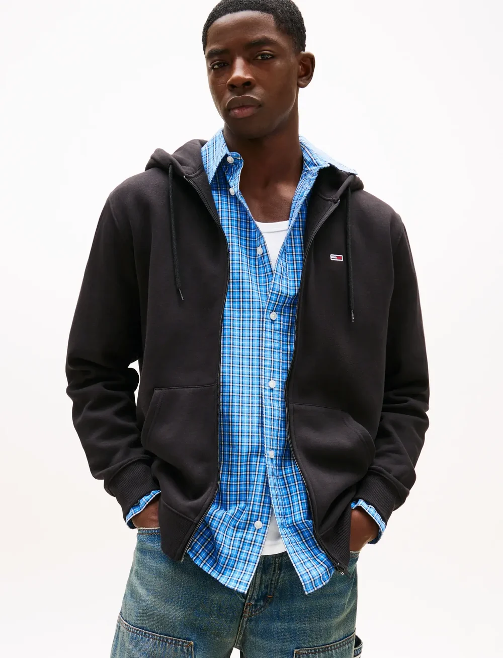 Tommy Jeans - TJM REG S FLAG ZIP THRU - kapuzenpullover - black - 0