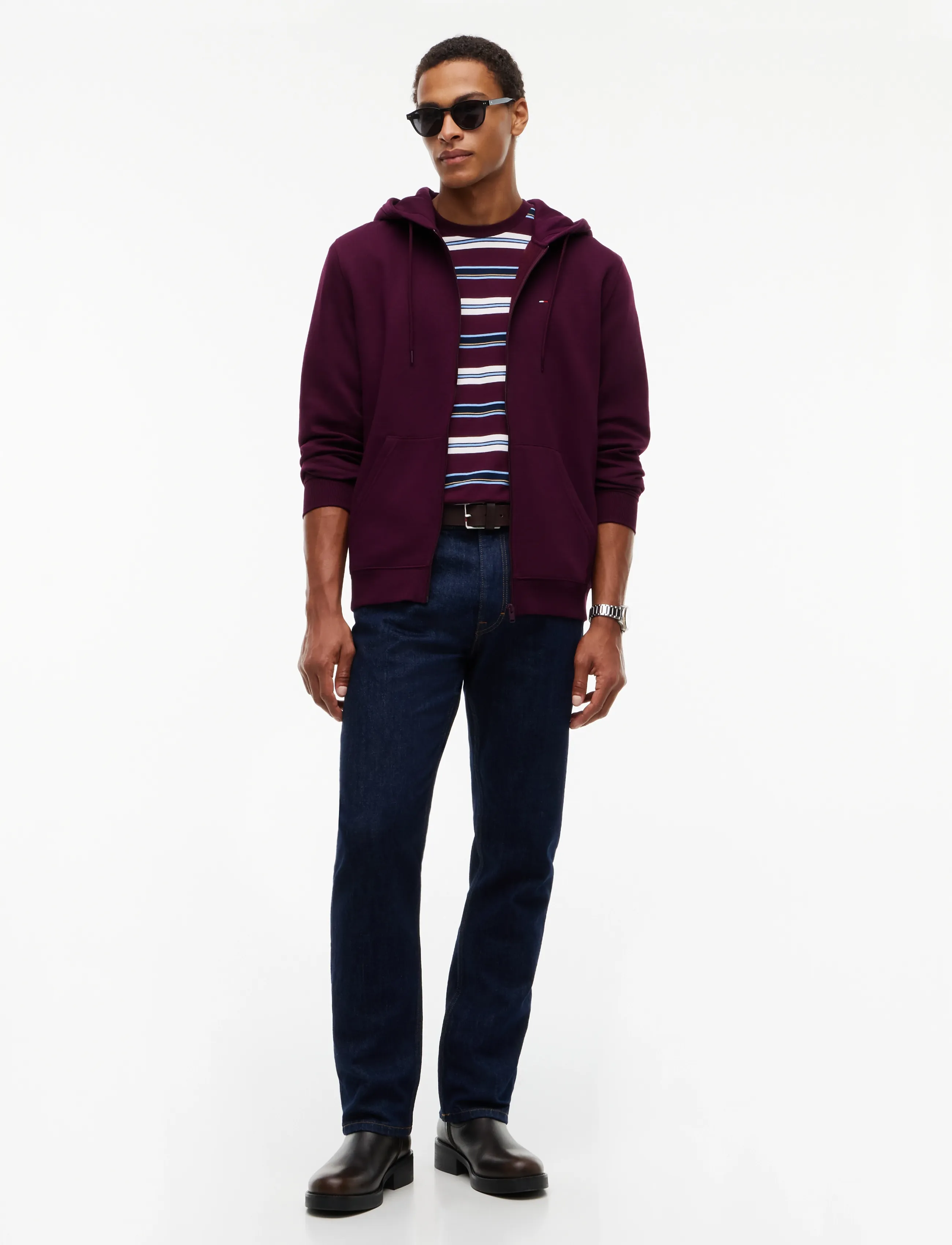 Tommy Jeans - TJM REG S FLAG ZIP THRU EXT - hættetrøjer - calypso berry - 4
