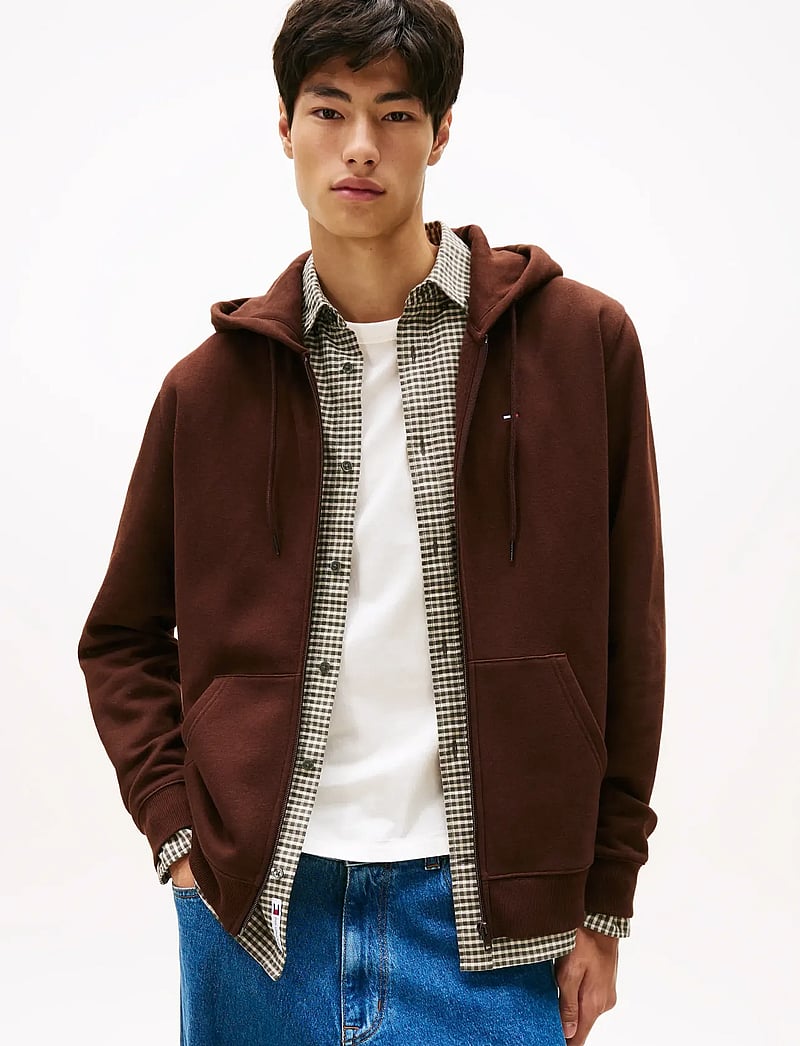 Tommy Jeans - TJM REG S FLAG ZIP THRU EXT - kapuzenpullover - rich brown - 0