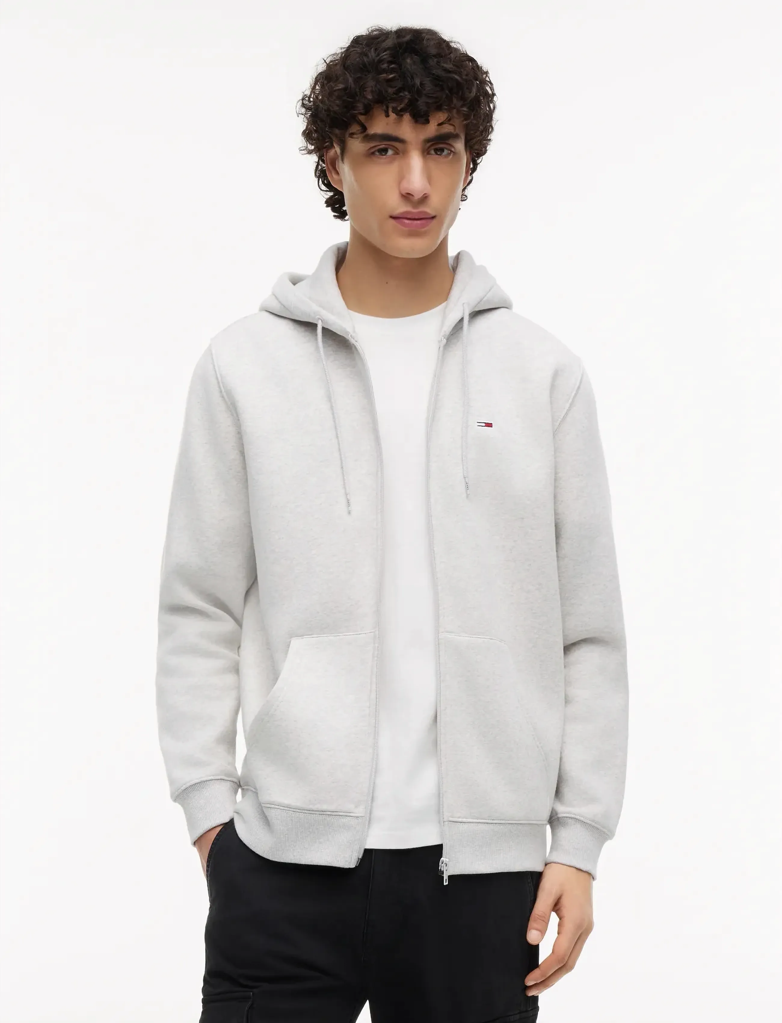 Tommy Jeans TJM REG S FLAG ZIP THRU - Sweatshirts - SILVER GREY HEATHER / grey