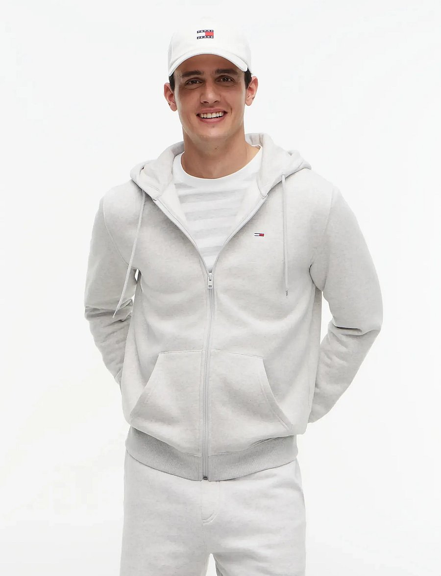 Tommy Jeans - TJM REG S FLAG ZIP THRU - kapuzenpullover - silver grey heather - 0