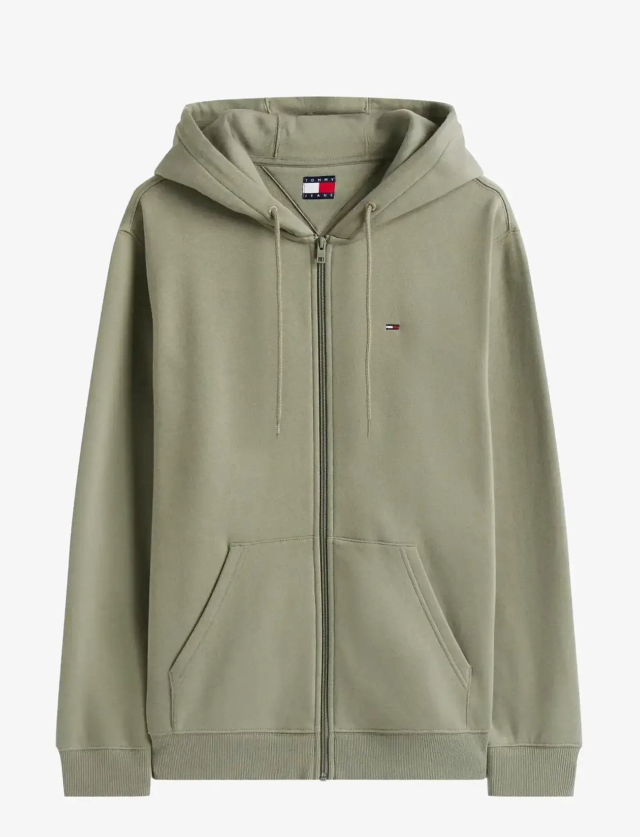 Tommy Jeans - TJM REG S FLAG ZIP FLEECE THRU - kapuutsiga dressipluusid - utility sage - 1