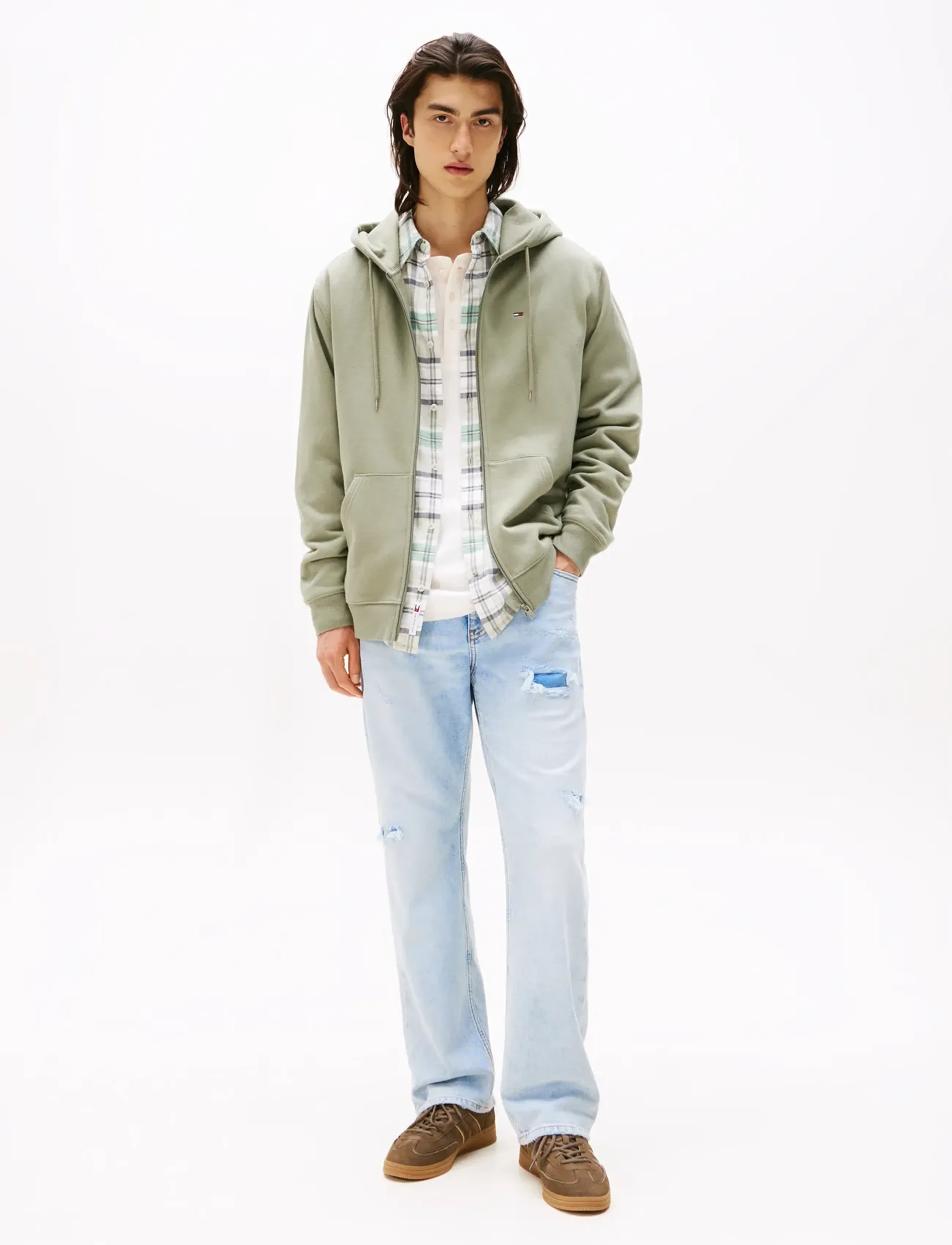 Tommy Jeans - TJM REG S FLAG ZIP THRU EXT - kapuzenpullover - utility sage - 2