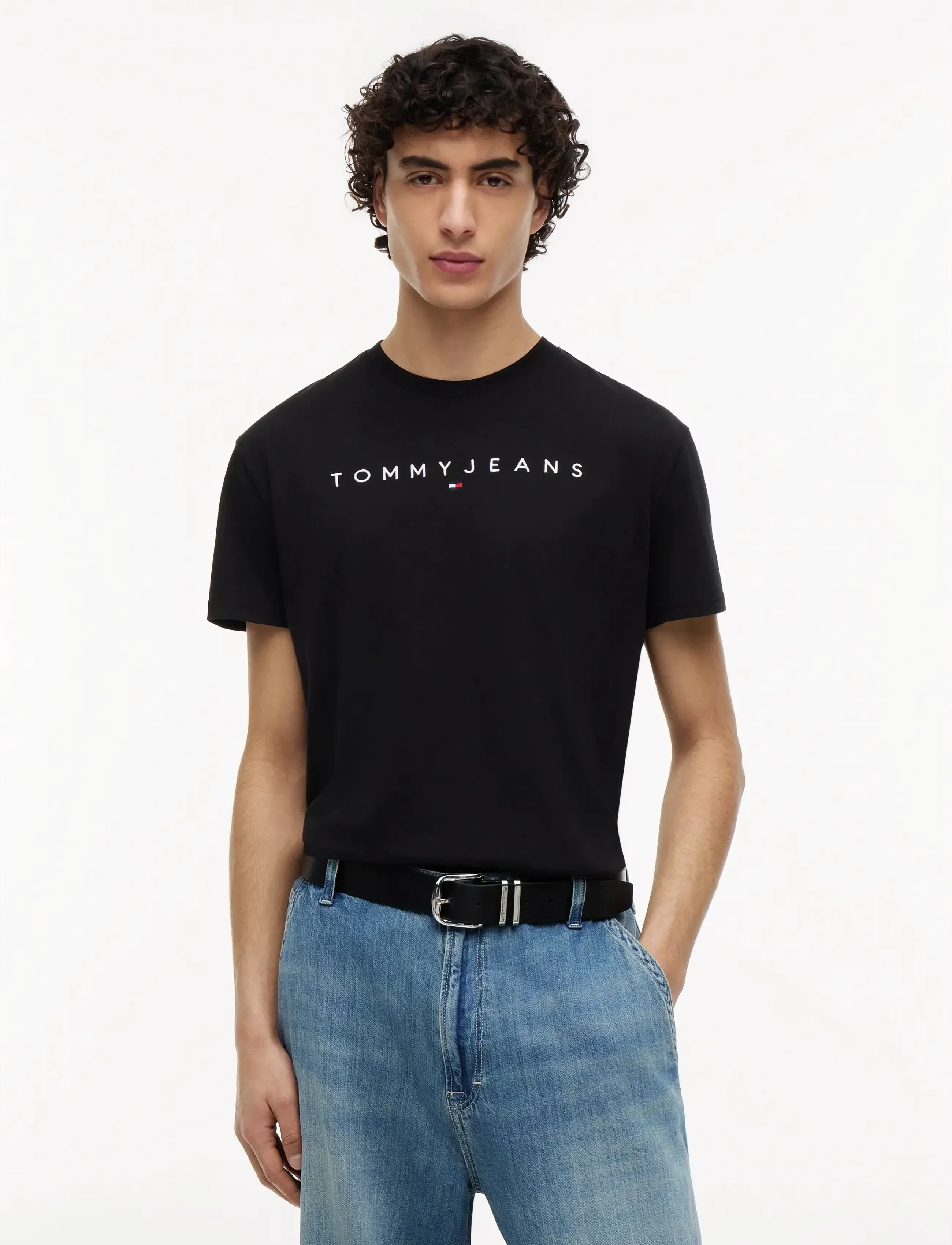 Tommy Jeans TJM REG LINEAR LOGO TEE EXT - Tommy Hilfiger - BLACK / black