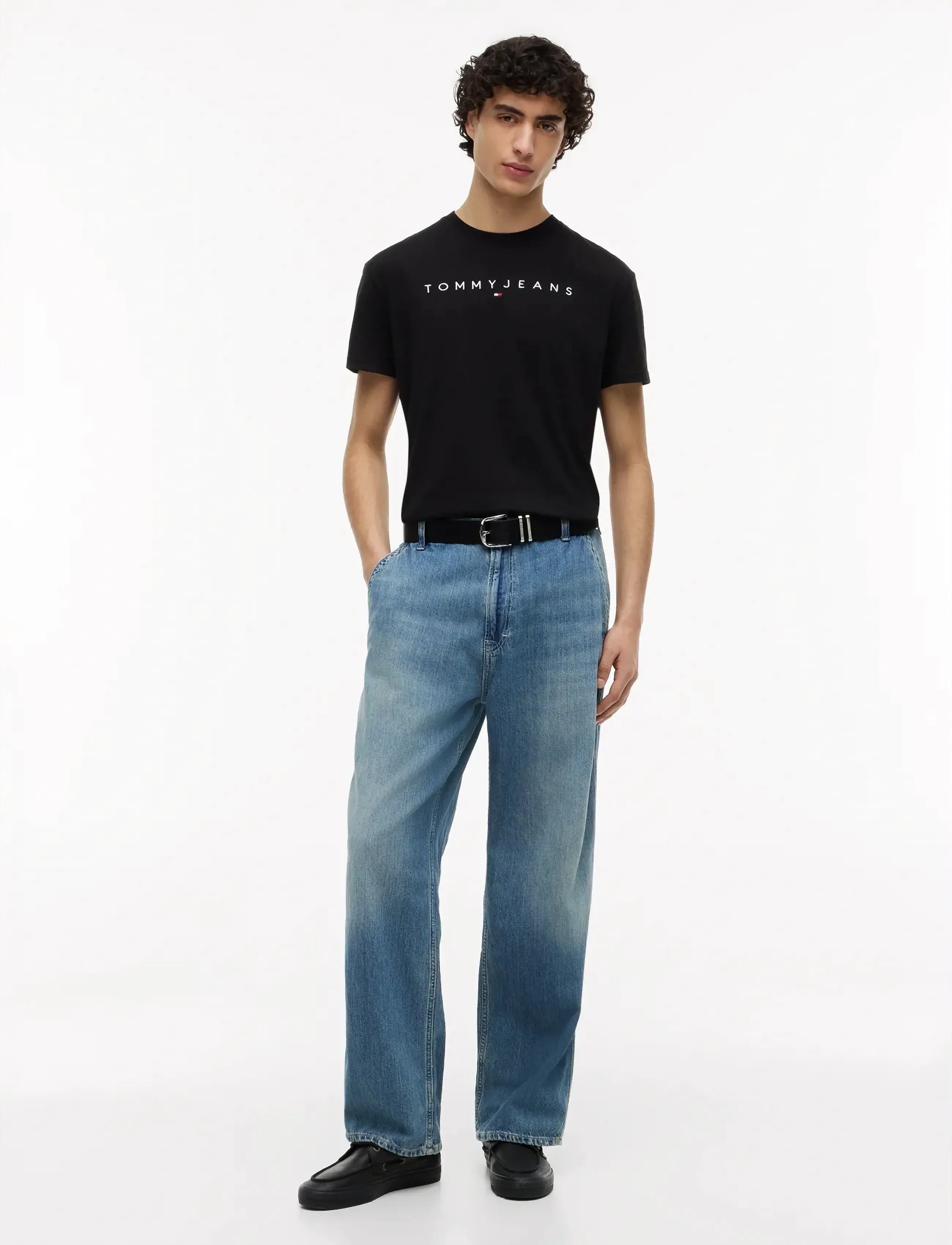 Tommy Jeans - TJM REG LINEAR LOGO TEE EXT - lühikeste varrukatega t-särgid - black - 5