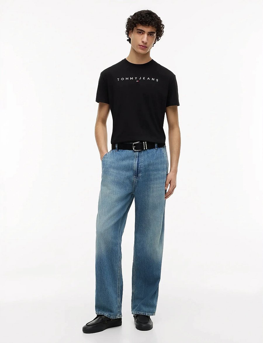 Tommy Jeans - TJM REG LINEAR LOGO TEE EXT - lühikeste varrukatega t-särgid - black - 5