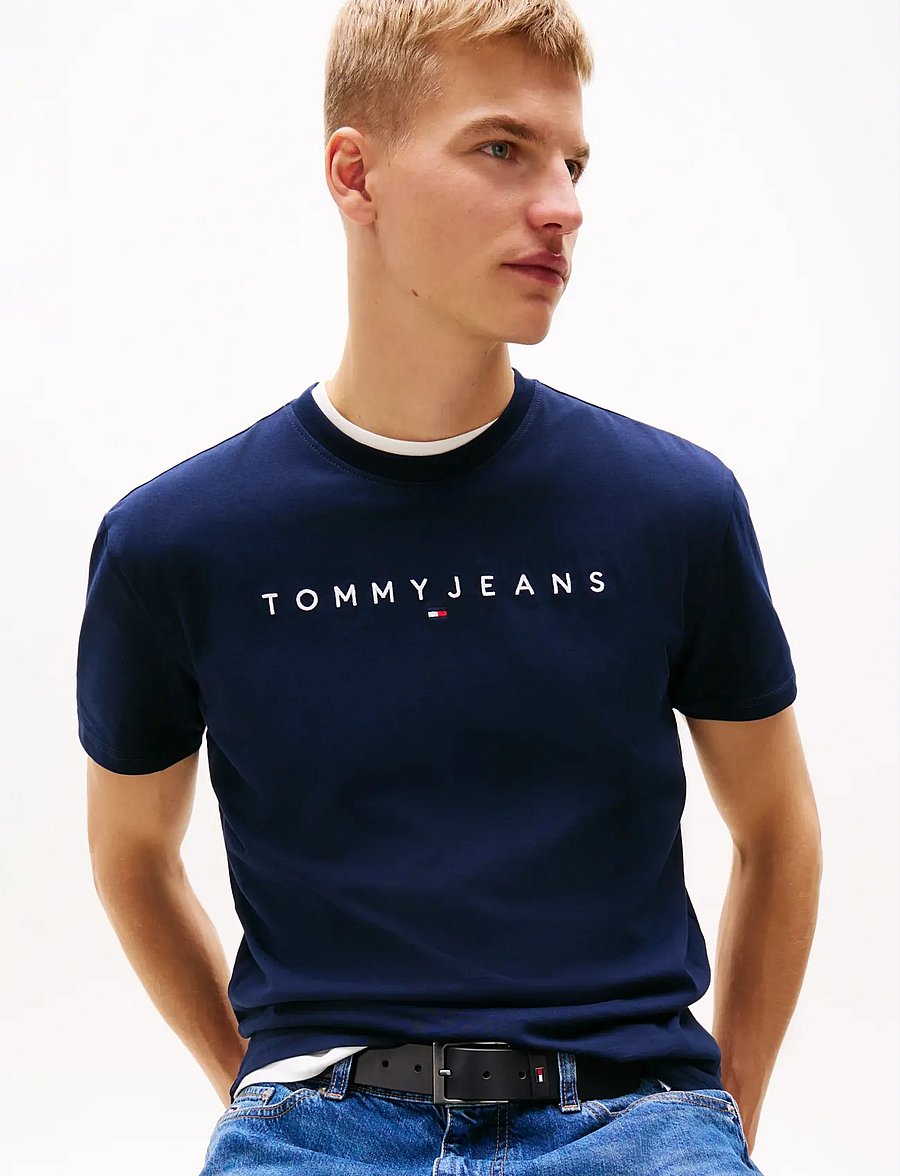 Tommy Jeans - TJM REG LINEAR LOGO TEE EXT - kurzärmelig - dark blue - 4