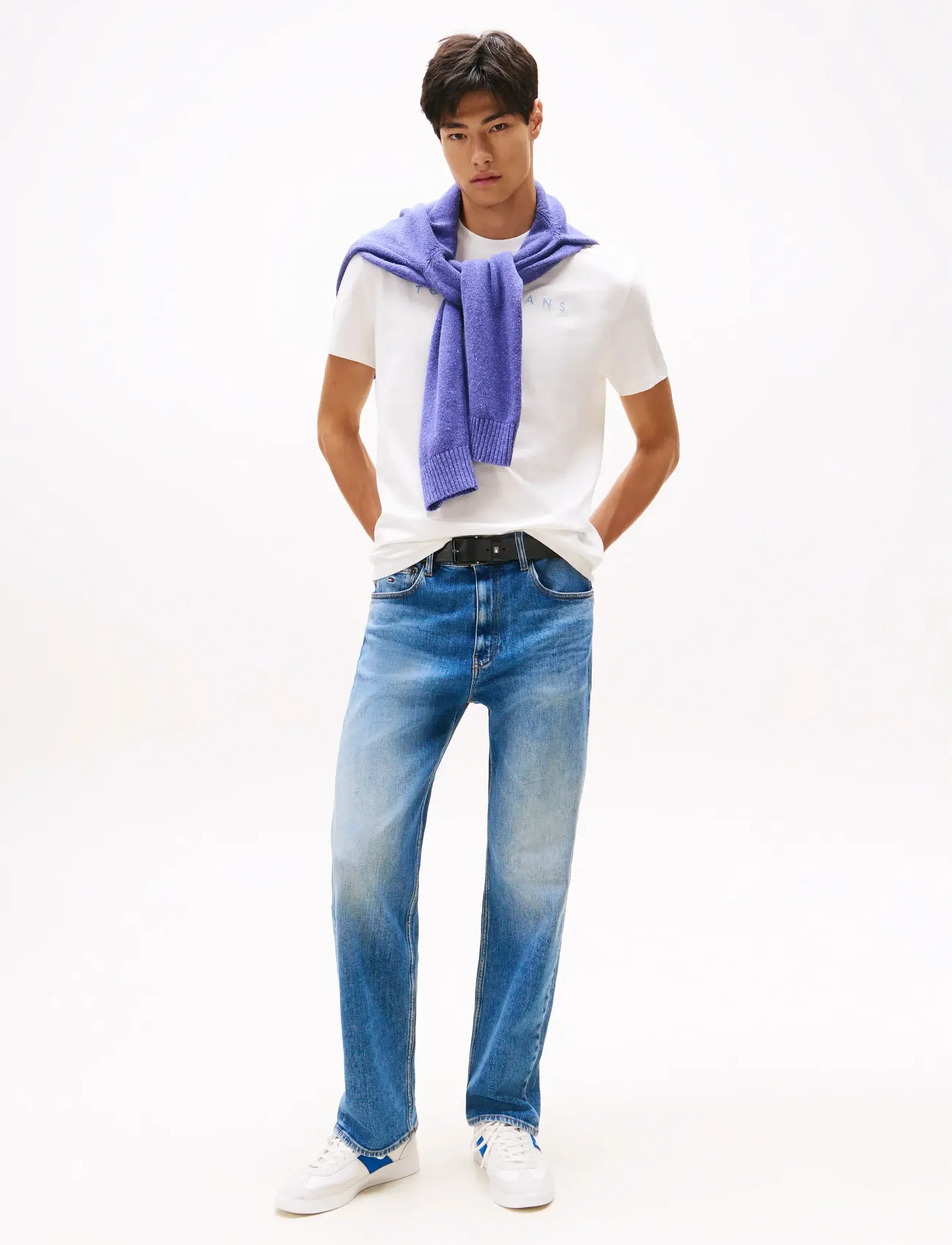 Tommy Jeans - TJM REG LINEAR LOGO TEE EXT - short-sleeved t-shirts - ecru multi - 2