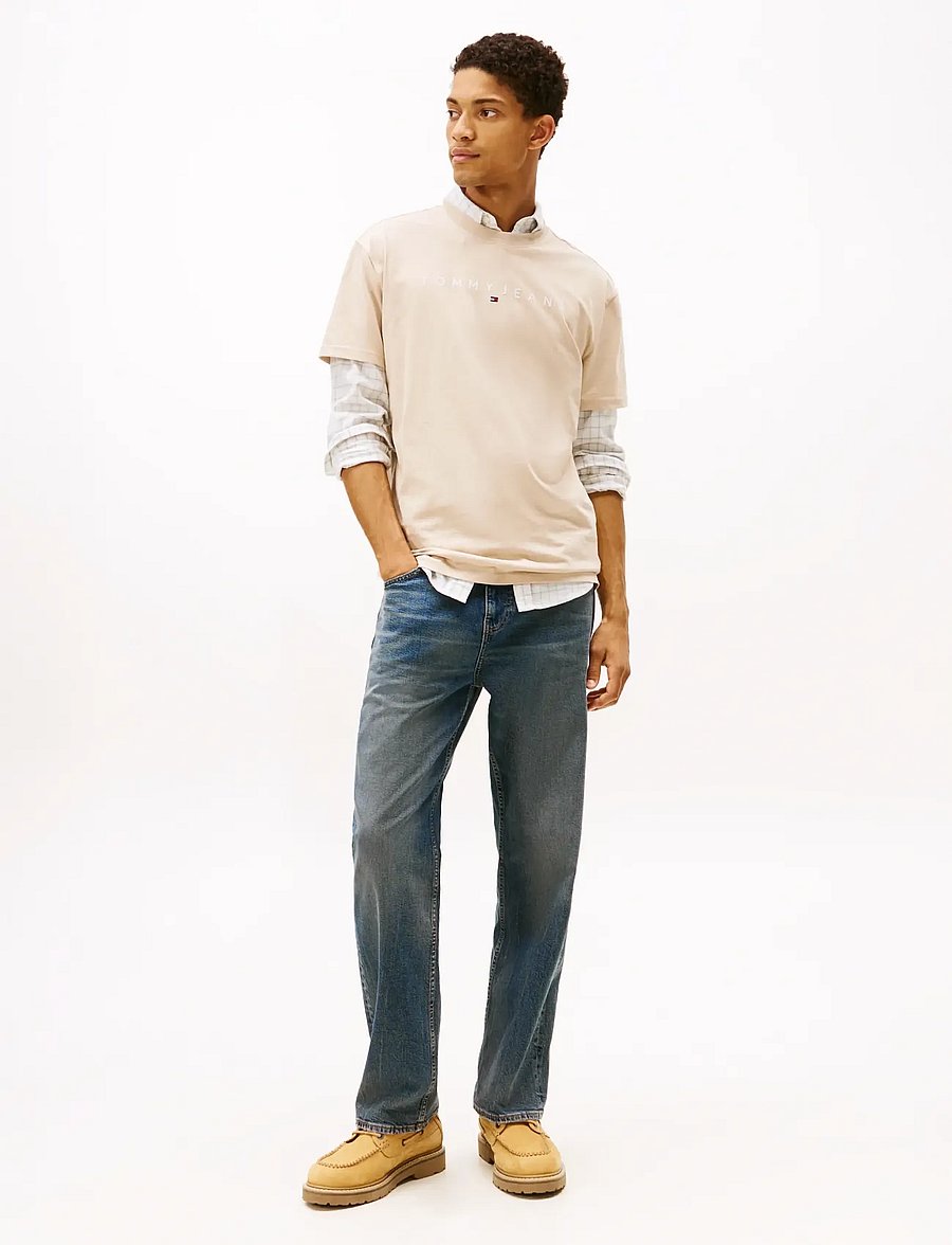 Tommy Jeans - TJM REG LINEAR LOGO TEE EXT - lühikeste varrukatega t-särgid - gulf sand - 2