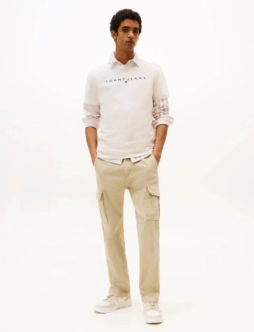 Tommy Jeans - TJM REG LINEAR LOGO TEE EXT - kurzärmelig - oat marl htr - 3