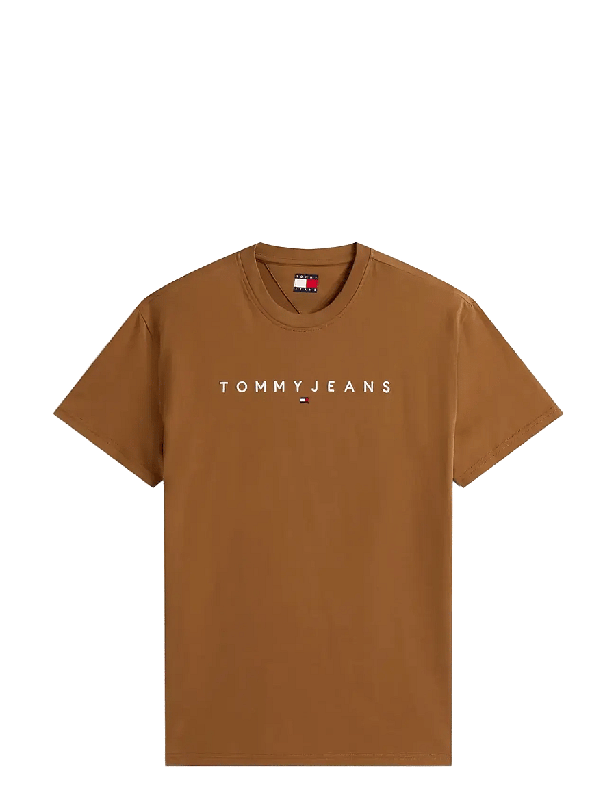 Tommy Jeans - TJM REG LINEAR LOGO TEE EXT - kurzärmelig - pecan nut multi - 1