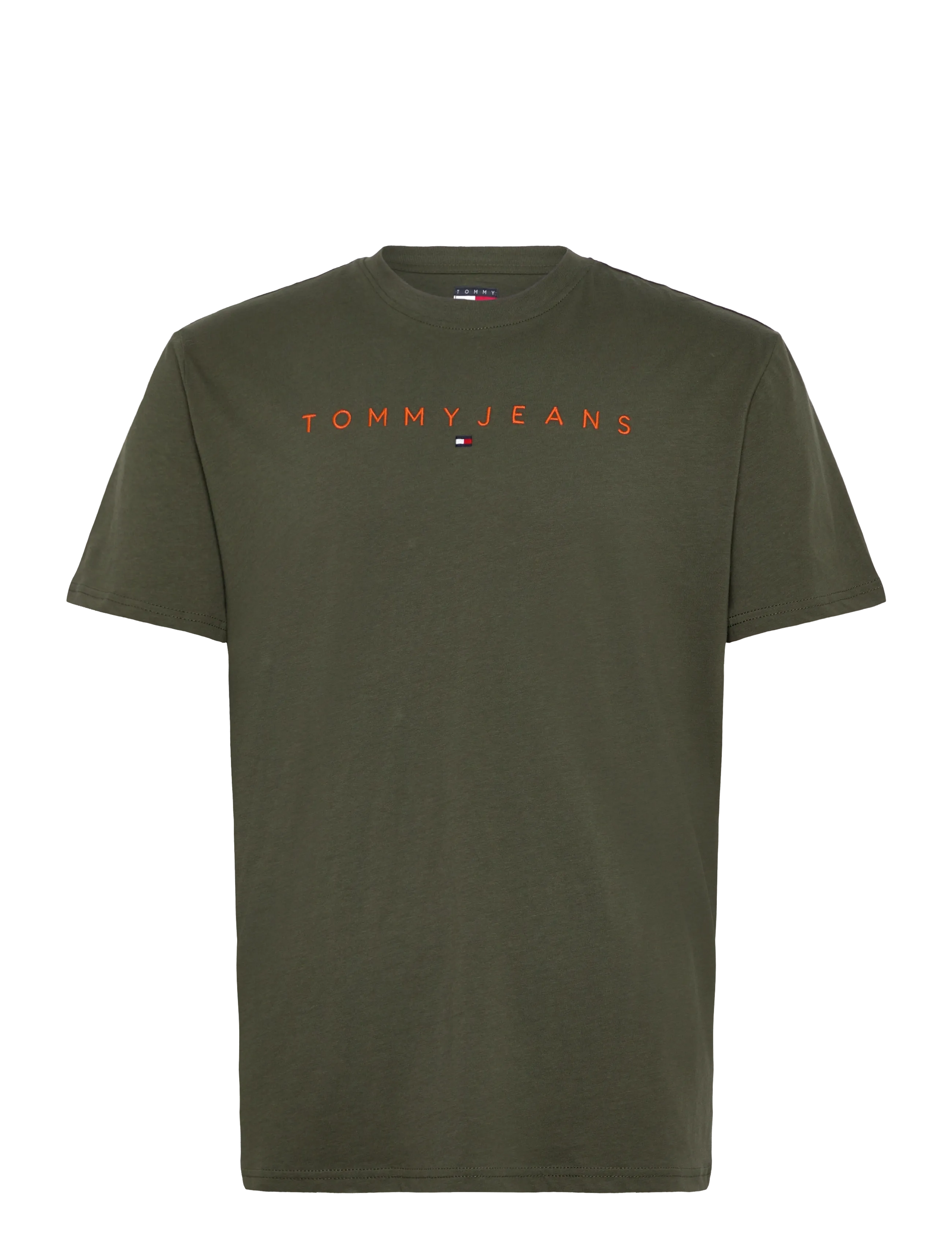 Tommy Jeans TJM REG LINEAR LOGO TEE EXT - Lühikeste varrukatega T-särgid - PEWTER GREEN MULTI / khaki/green