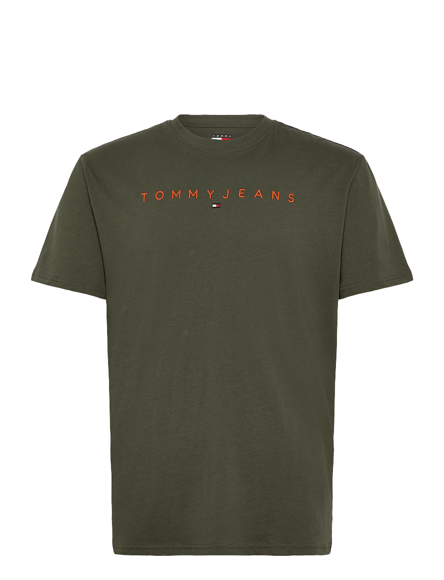 Tommy Jeans - TJM REG LINEAR LOGO TEE EXT - kurzärmelig - pewter green multi - 1