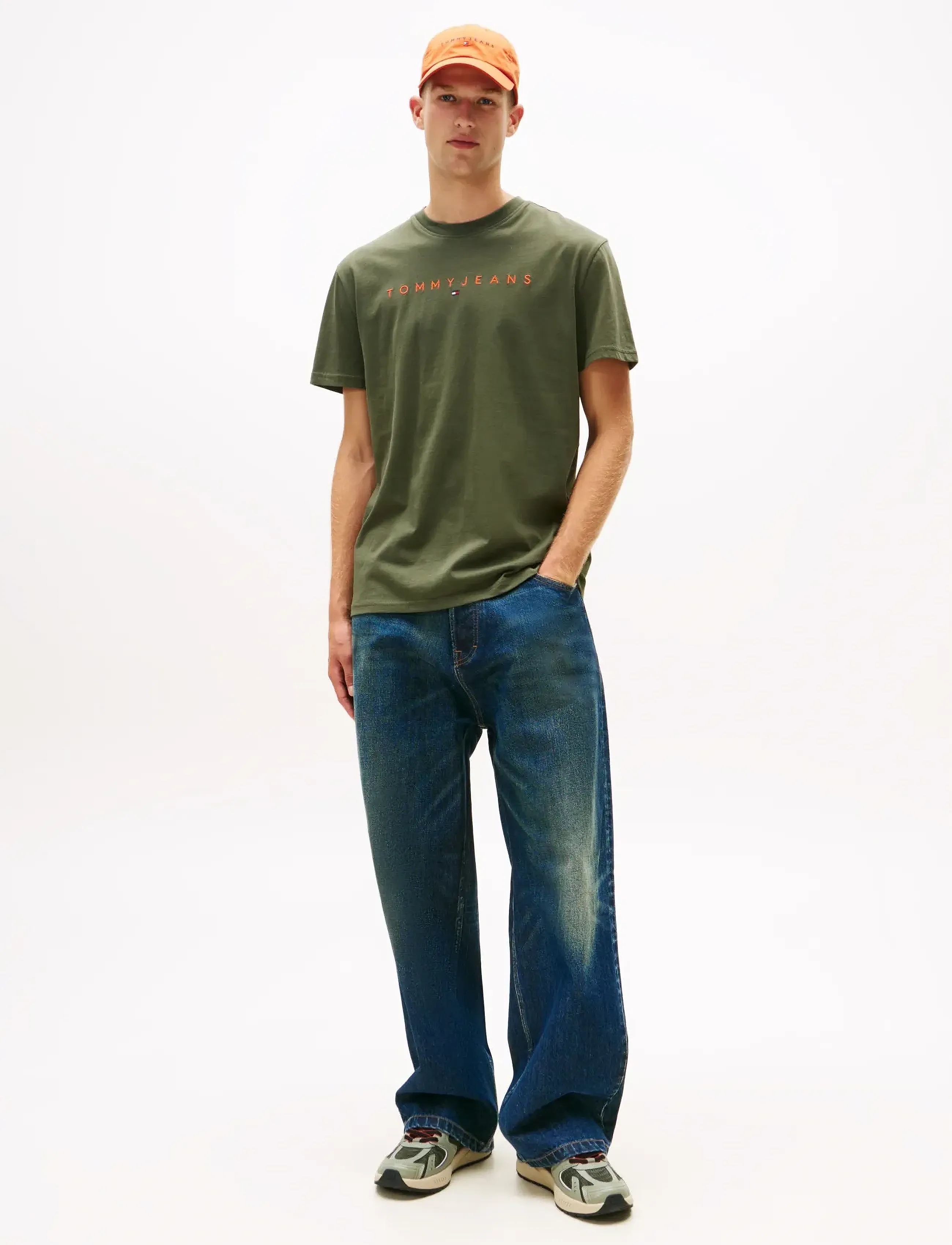 Tommy Jeans - TJM REG LINEAR LOGO TEE EXT - kortärmade t-shirts - pewter green multi - 3