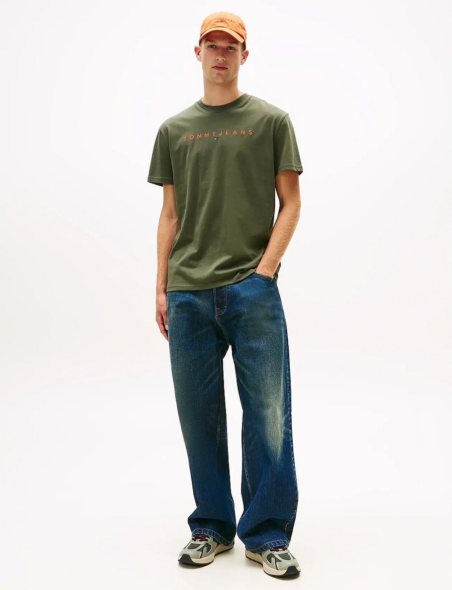 Tommy Jeans - TJM REG LINEAR LOGO TEE EXT - kurzärmelig - pewter green multi - 3