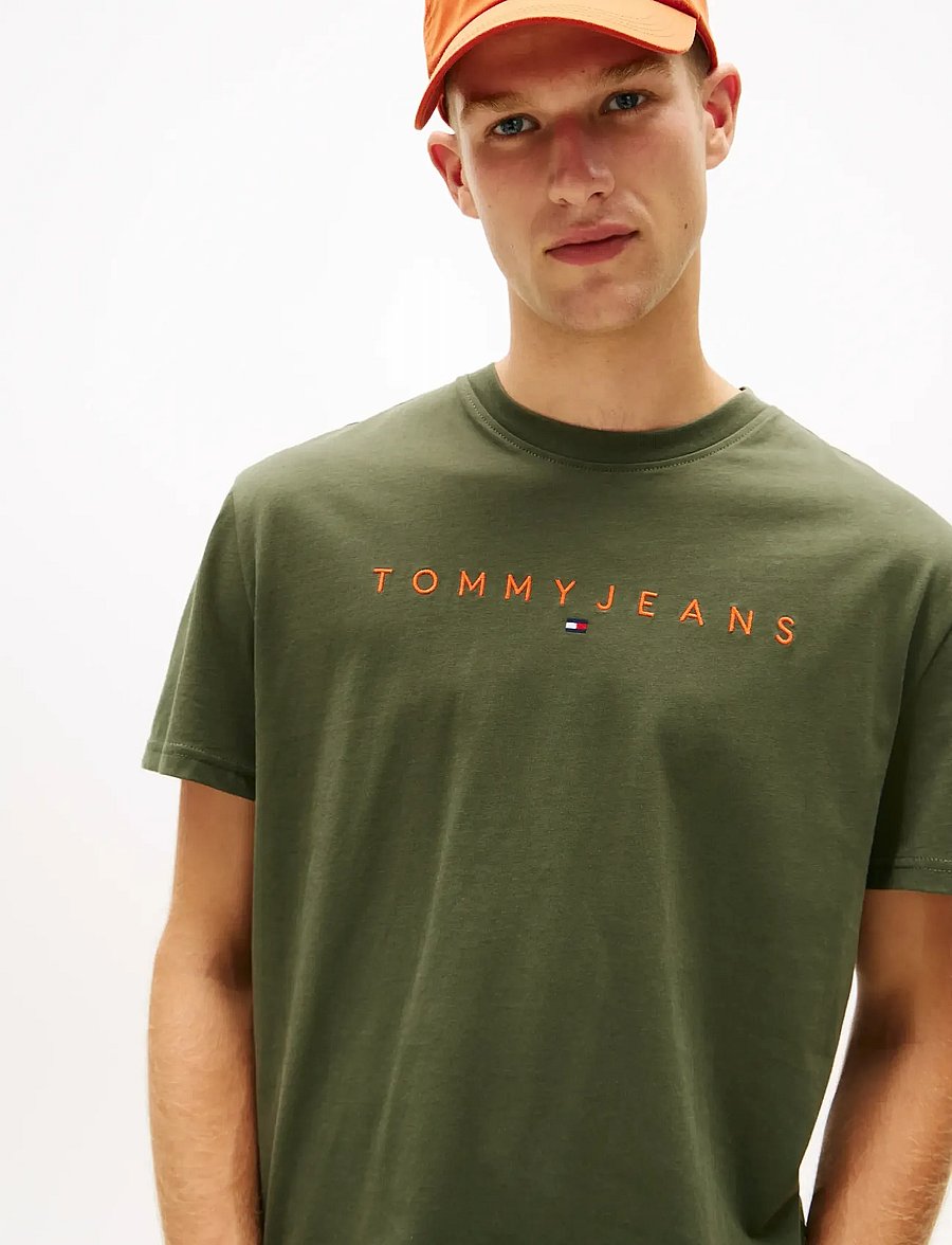Tommy Jeans - TJM REG LINEAR LOGO TEE EXT - kurzärmelig - pewter green multi - 5