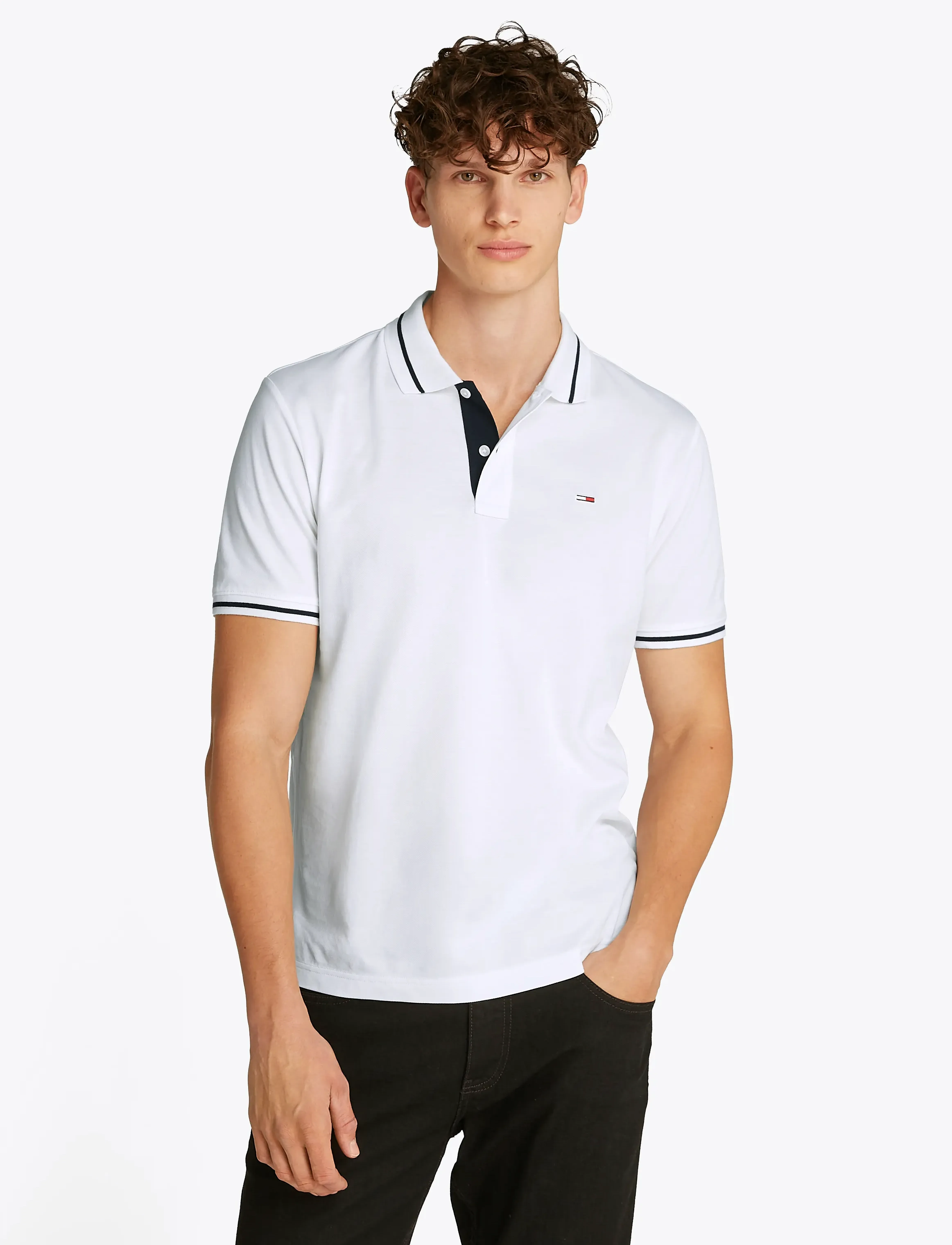 Tommy Jeans TJM REG TIPPED POLO - Poloer - ECRU / white