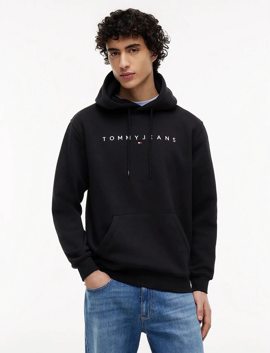 Tommy Jeans - TJM REG LINEAR LOGO HOODIE EXT - kapuzenpullover - black - 0