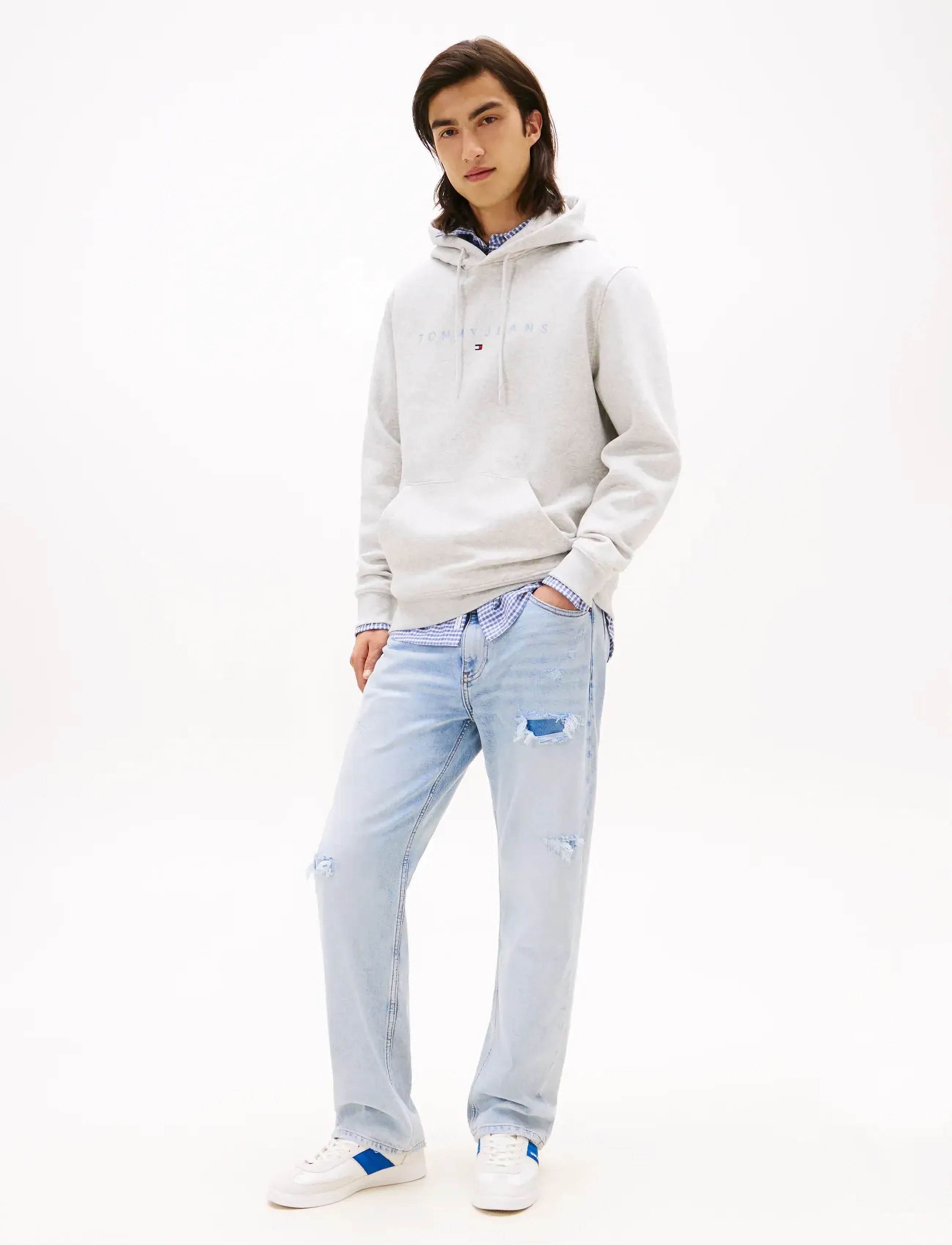 Tommy Jeans - TJM REG LINEAR LOGO HOODIE EXT - hættetrøjer - lt grey htr multi - 2