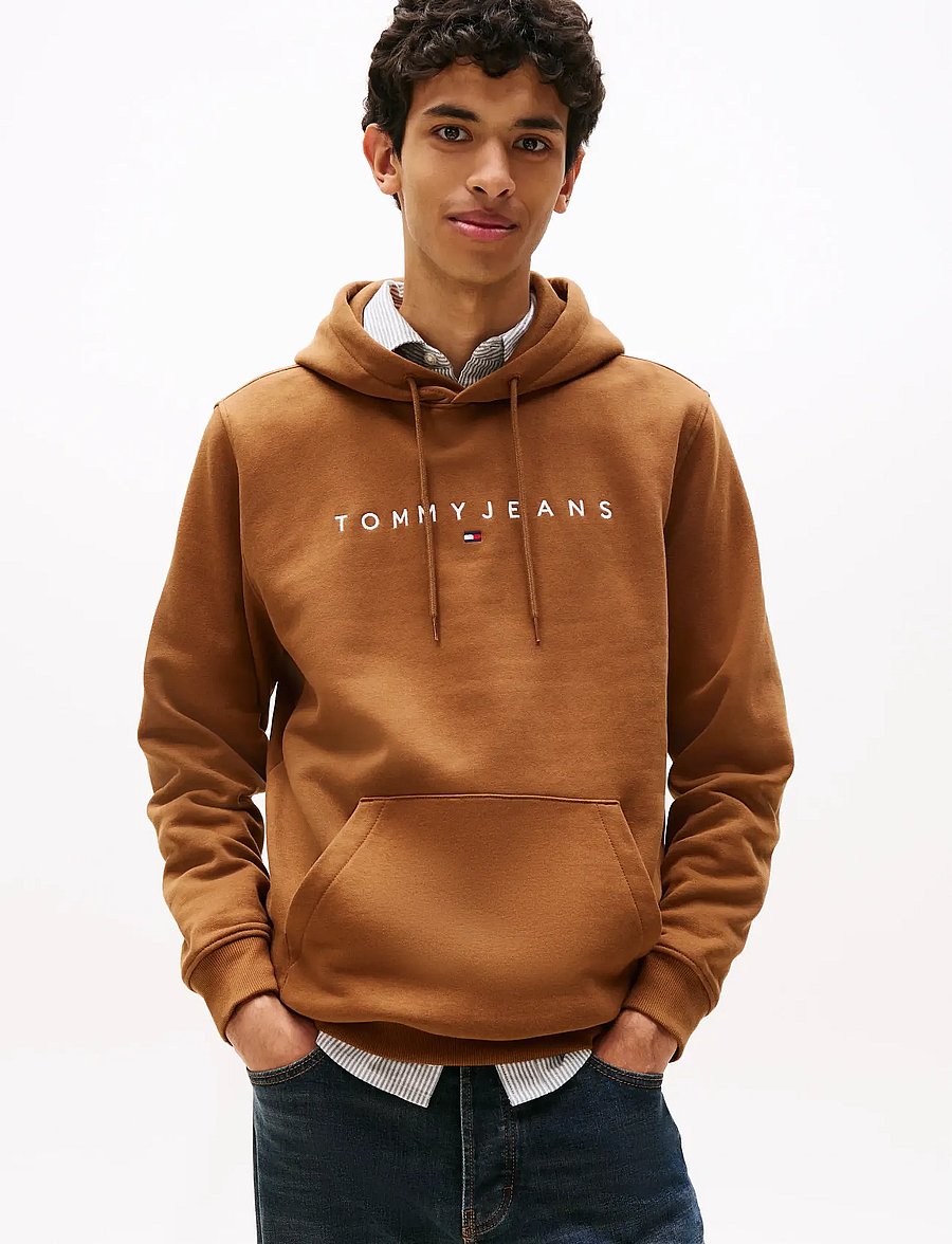 Tommy Jeans - TJM REG LINEAR LOGO HOODIE EXT - kapuutsiga pusad - pecan nut multi - 0