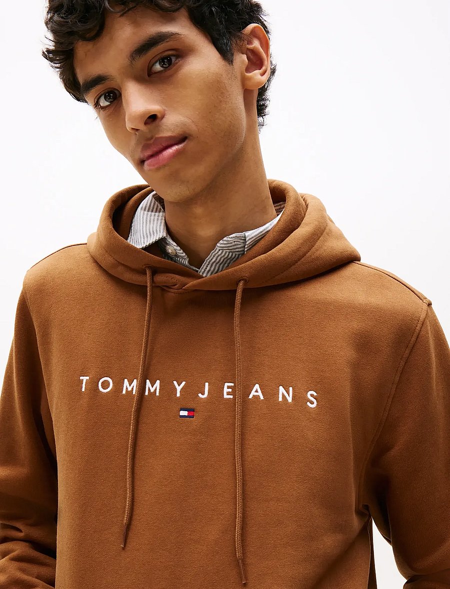 Tommy Jeans - TJM REG LINEAR LOGO HOODIE EXT - kapuutsiga pusad - pecan nut multi - 4