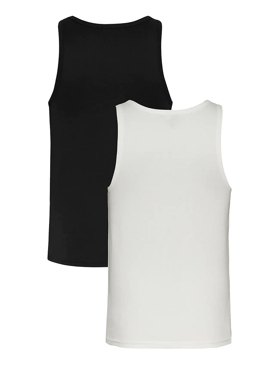 Tommy Jeans - TJM XSLIM 2PCK RIB TANK EXT - pidžaamasärgid - ecru black - 2