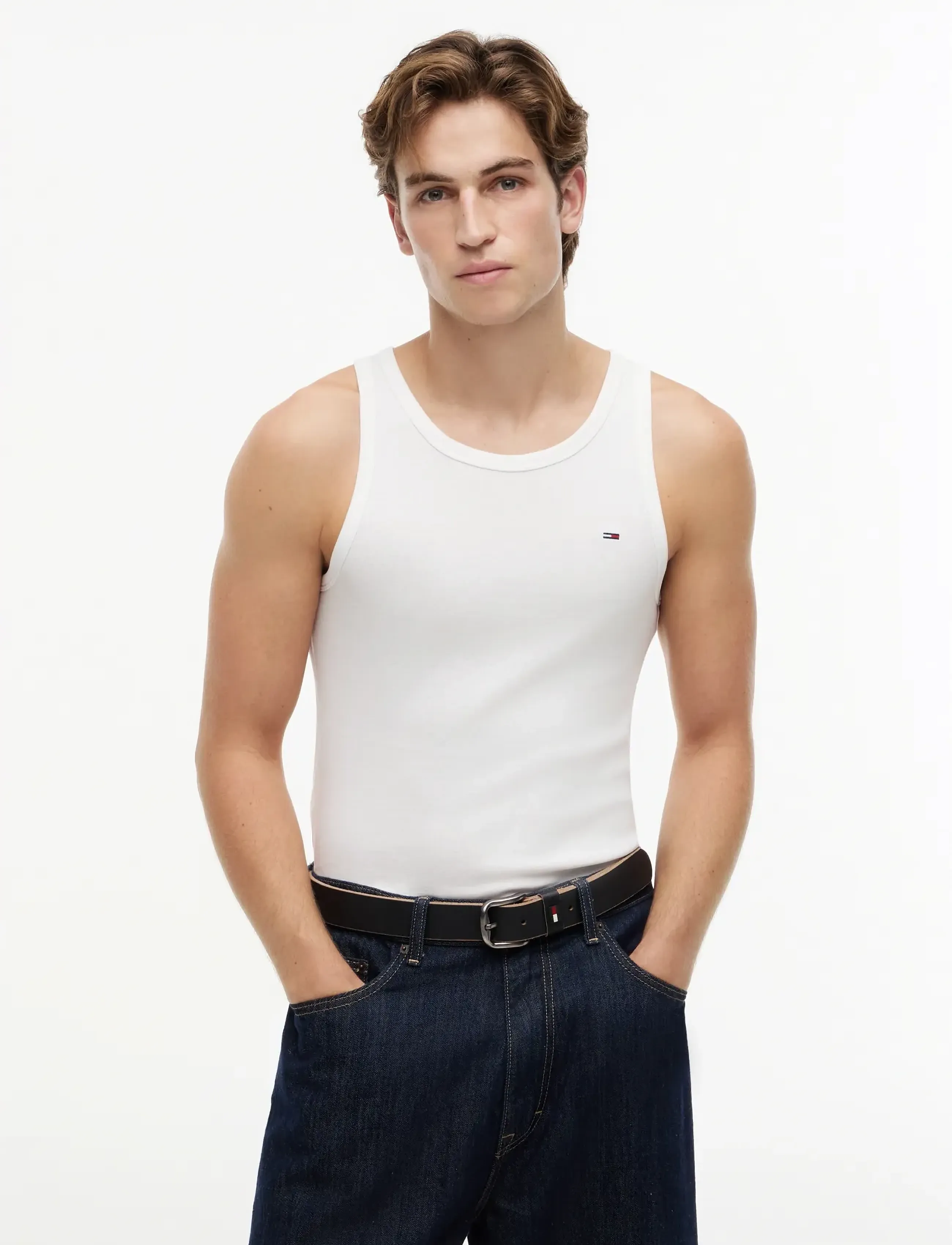 Tommy Jeans TJM XSLIM 2PCK RIB TANK EXT - Underwear - ECRU   BLACK / black
