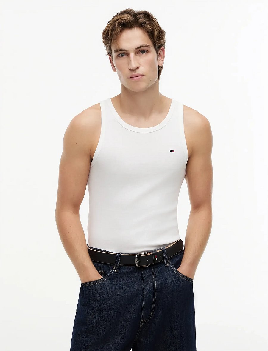 Tommy Jeans - TJM XSLIM 2PCK RIB TANK EXT - pidžaamasärgid - ecru black - 0