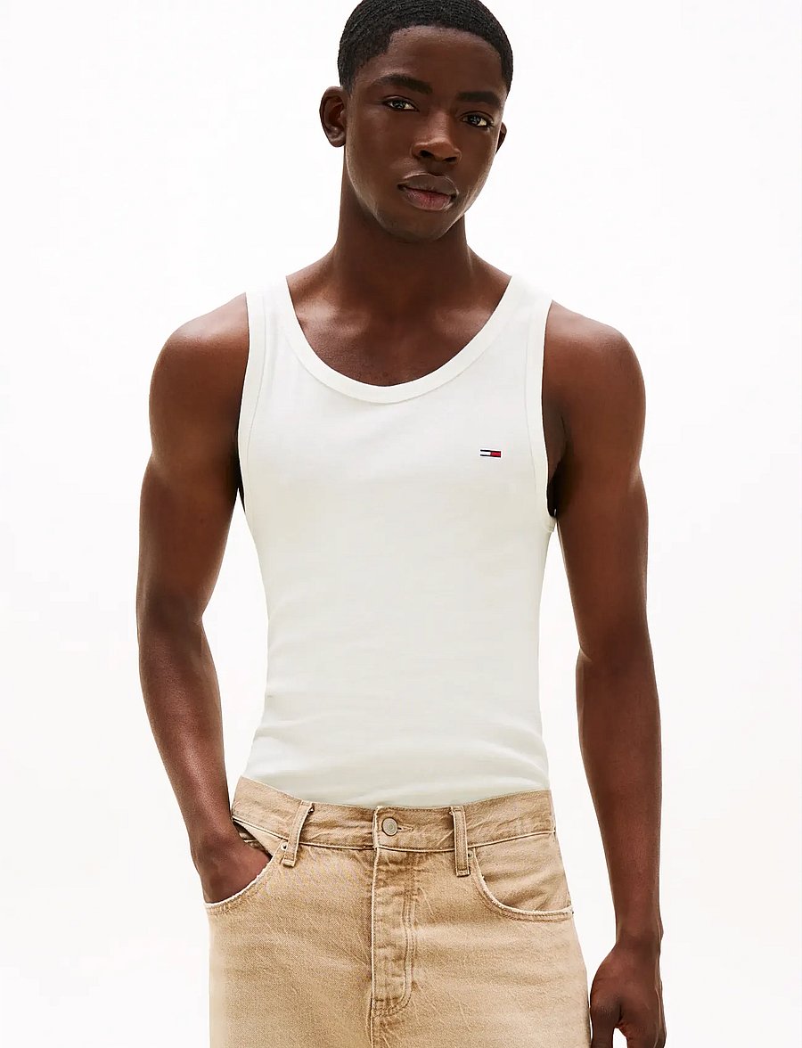 Tommy Jeans - TJM XSLIM 2PCK RIB TANK EXT - pidžaamasärgid - ecru ecru - 0